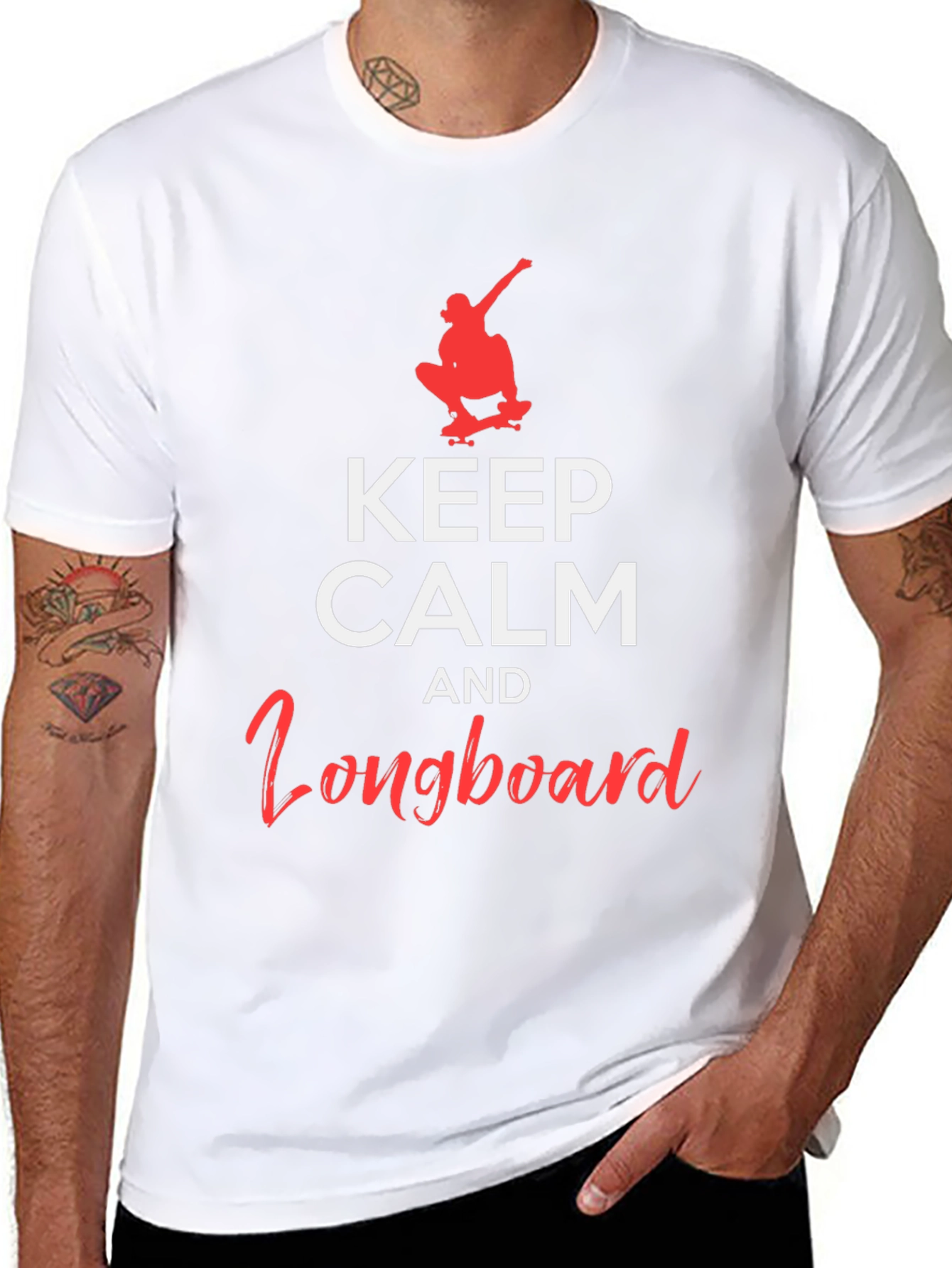 Keep Calm and Longboard Black T-Shirt