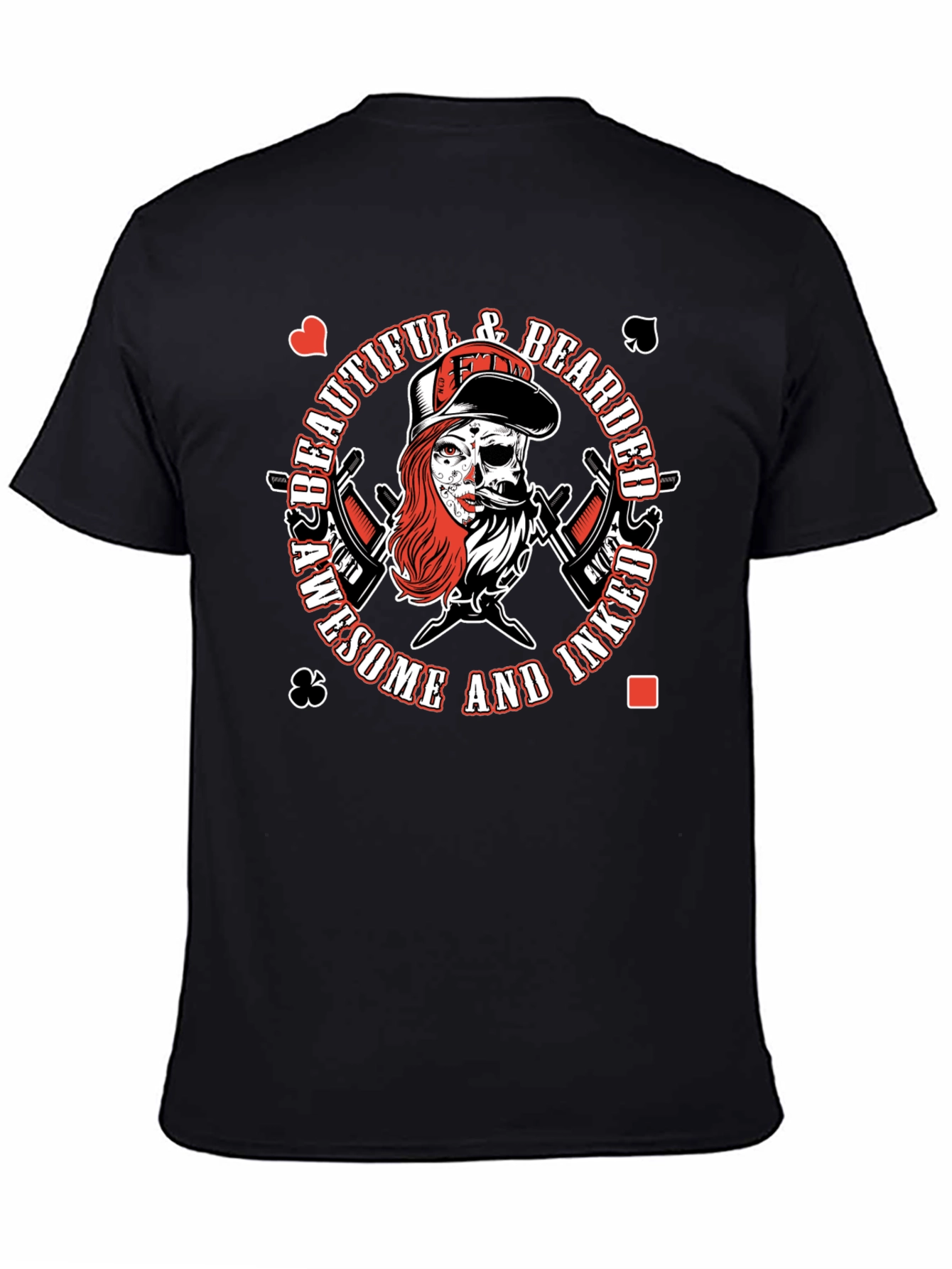Awesome Inked Bearded Skull Graphic T-Shirt