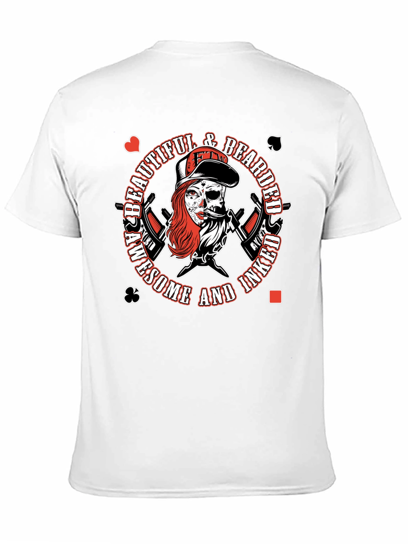 Awesome Inked Bearded Skull Graphic T-Shirt