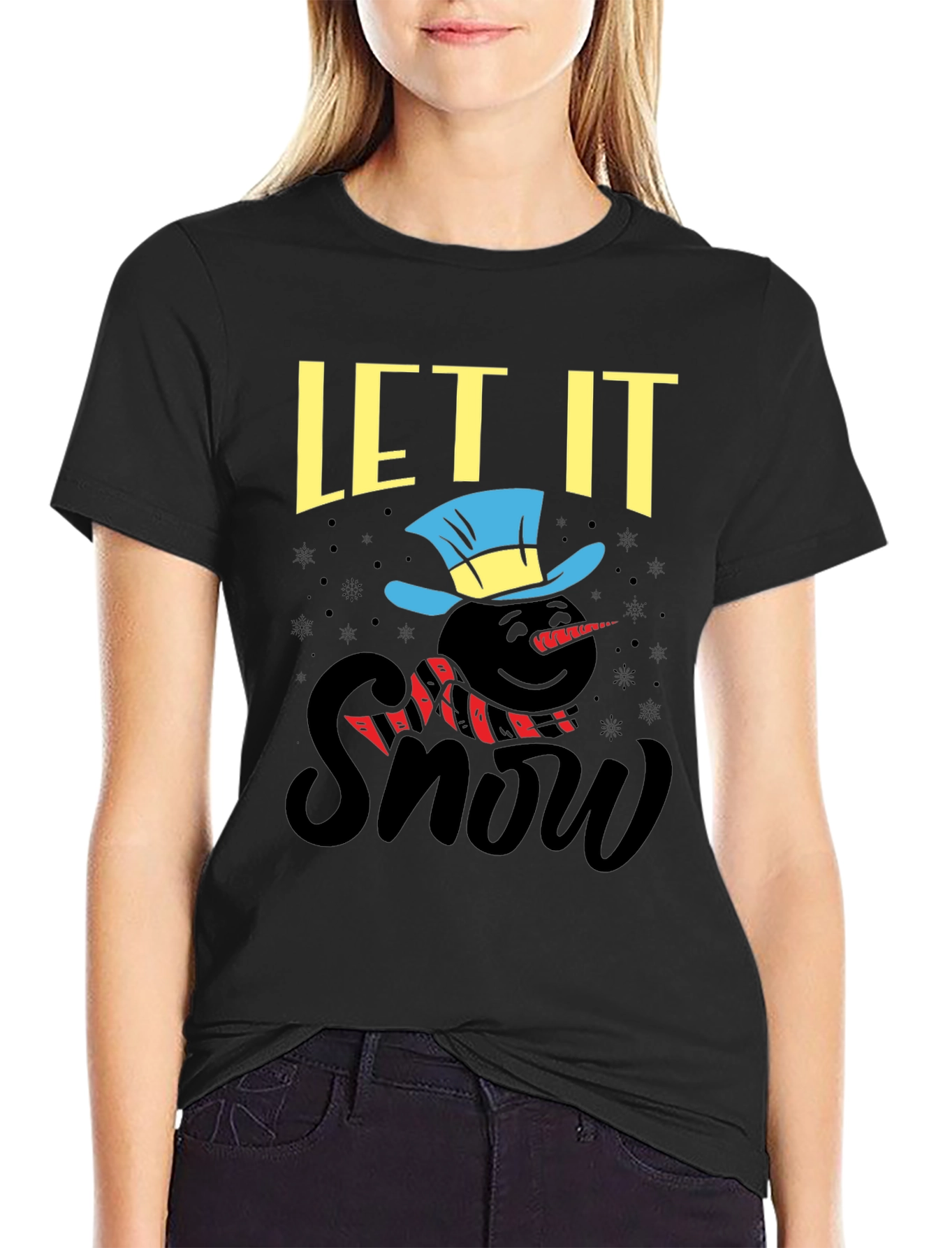 Let It Snow Black Graphic Tee