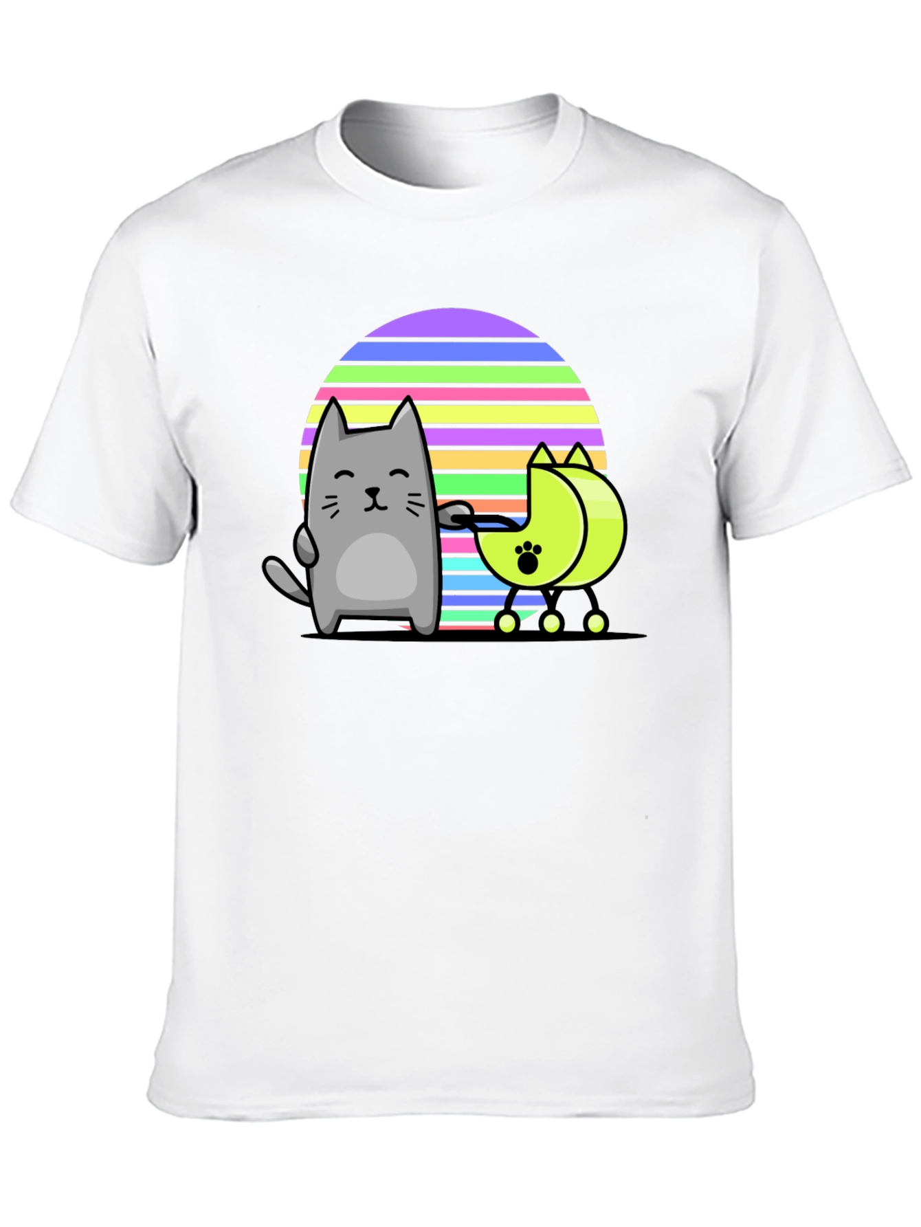 Cool Cat and Moon T-Shirt - Black