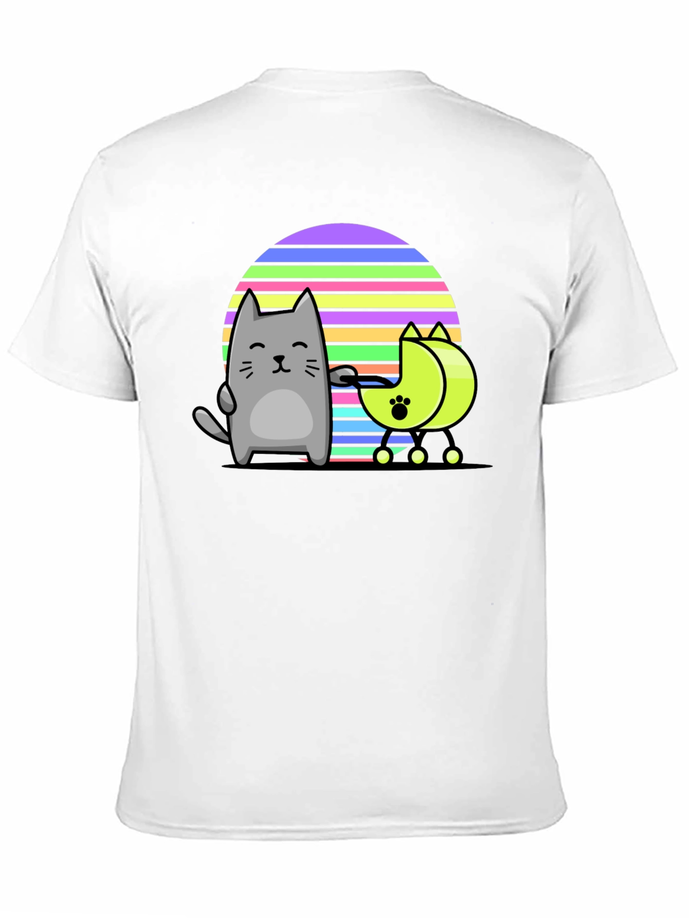 Cool Cat and Moon T-Shirt - Black