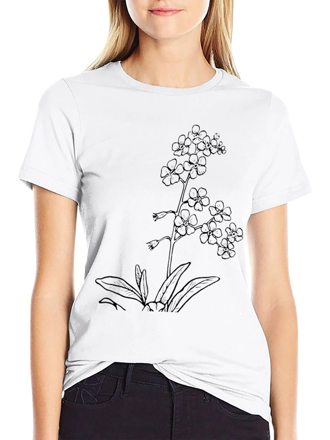 Botanical Graphic Tee - Black Casual Wear