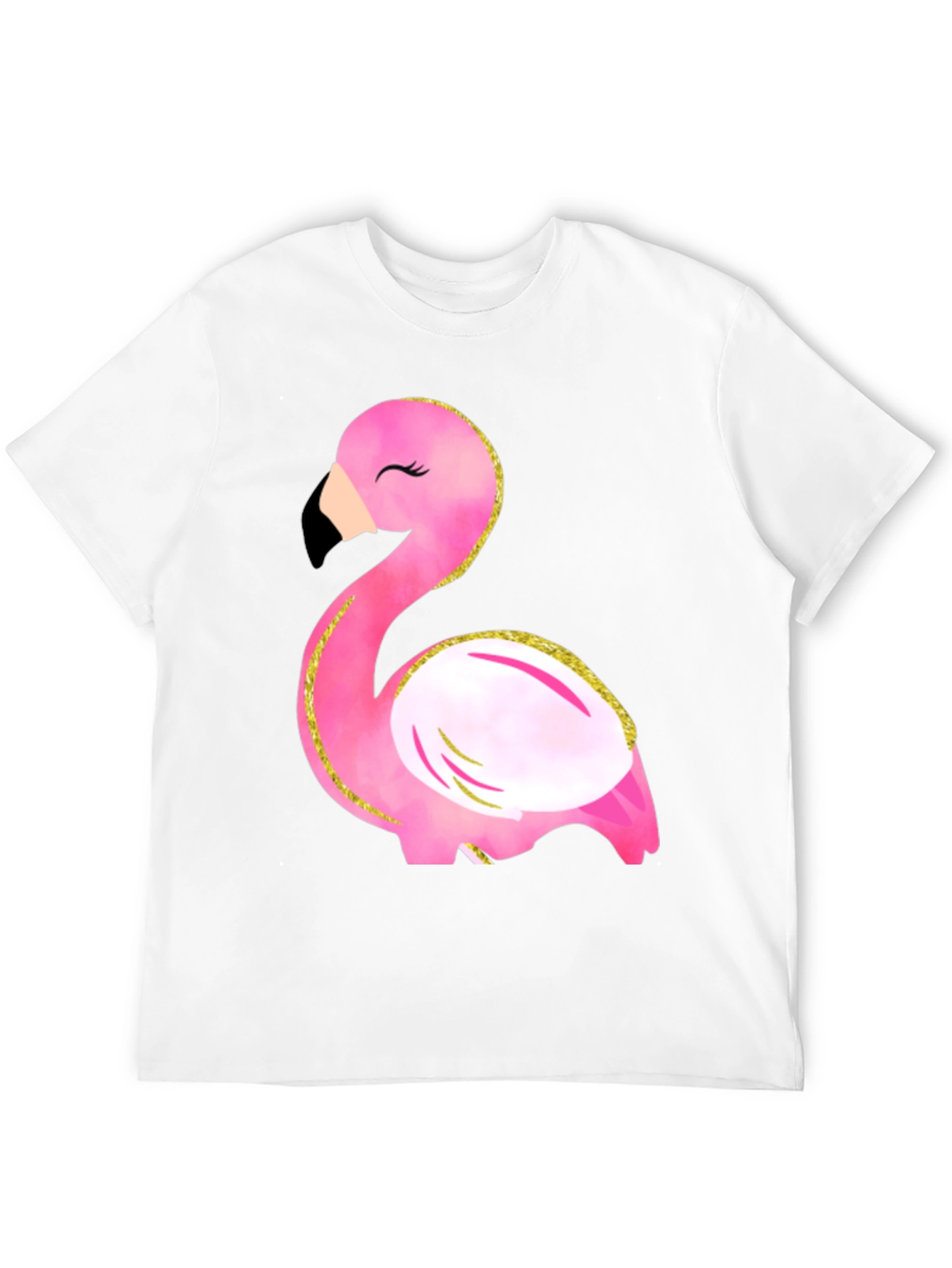 Fun Flamingo Graphic Tee - Black Cotton T-Shirt