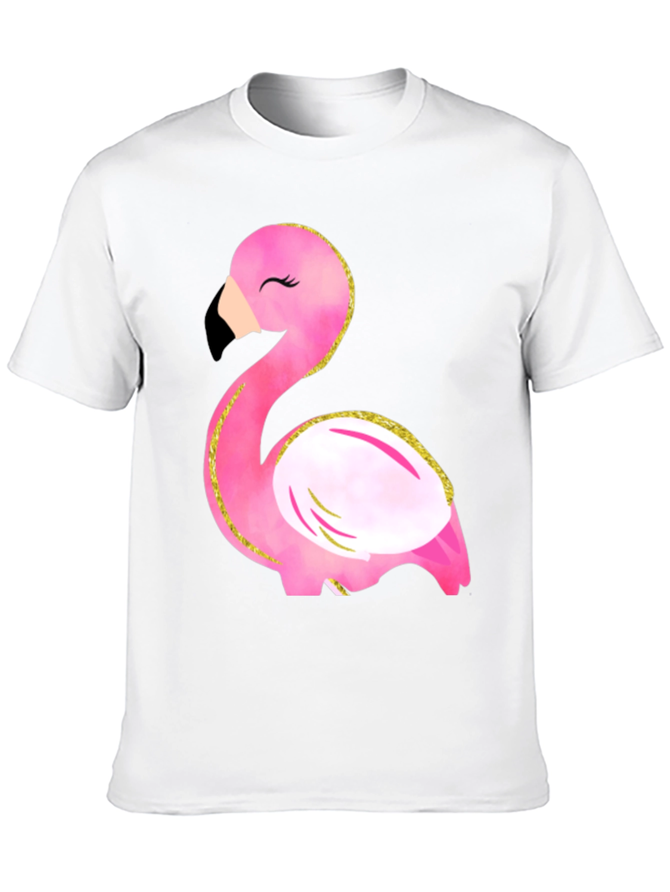Fun Flamingo Graphic Tee - Black Cotton T-Shirt