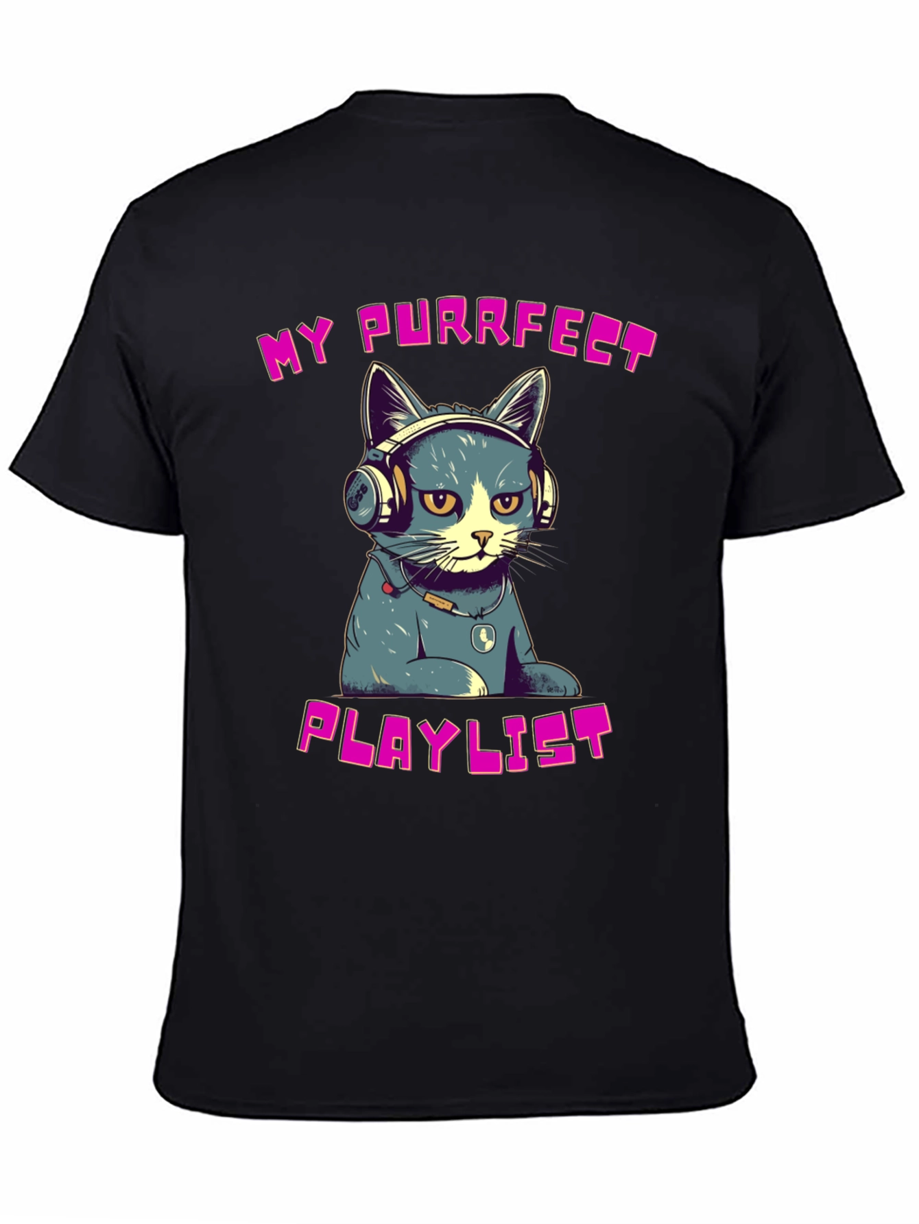 Purrfect Playlist T-Shirt - Cool Cat Design
