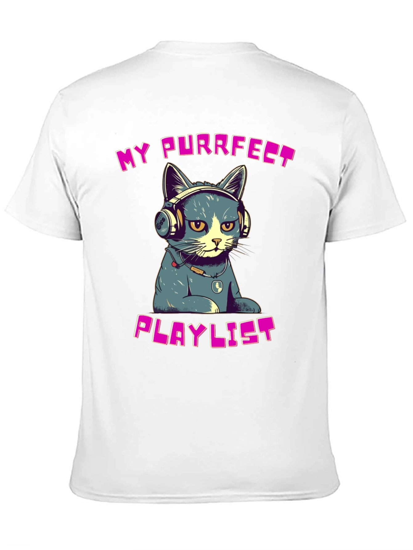 Purrfect Playlist T-Shirt - Cool Cat Design
