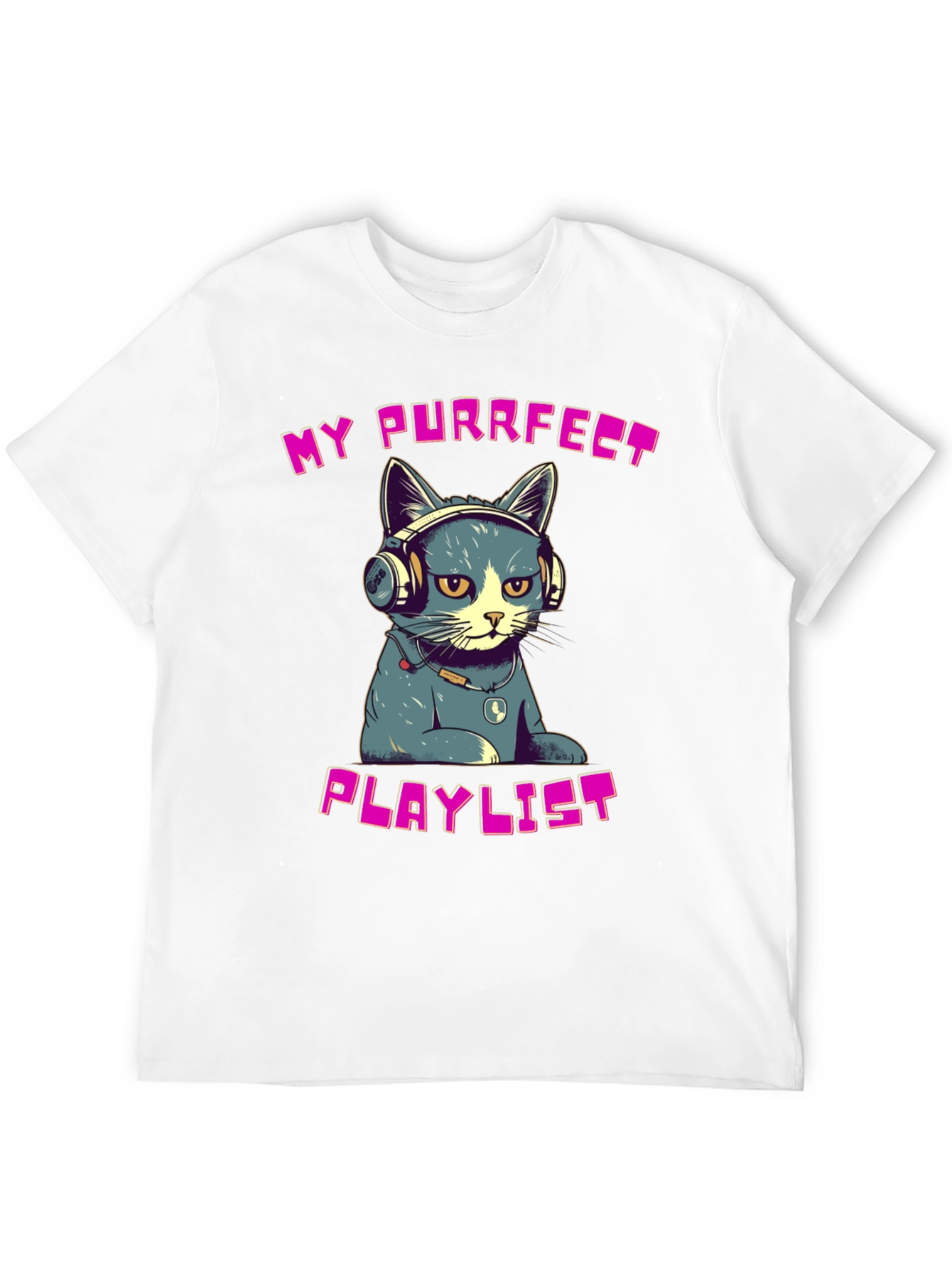 Purrfect Playlist T-Shirt - Cool Cat Design