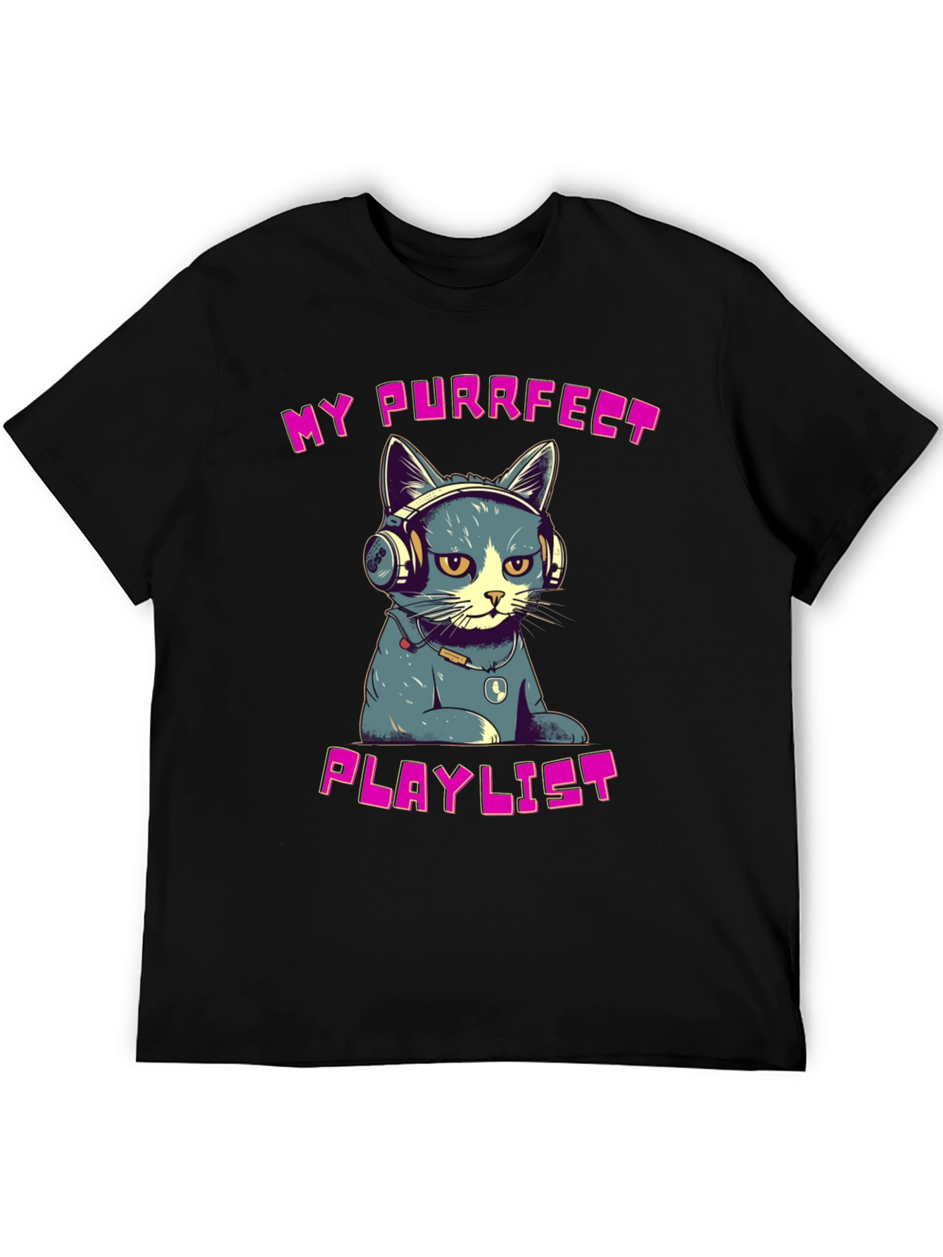Purrfect Playlist T-Shirt - Cool Cat Design
