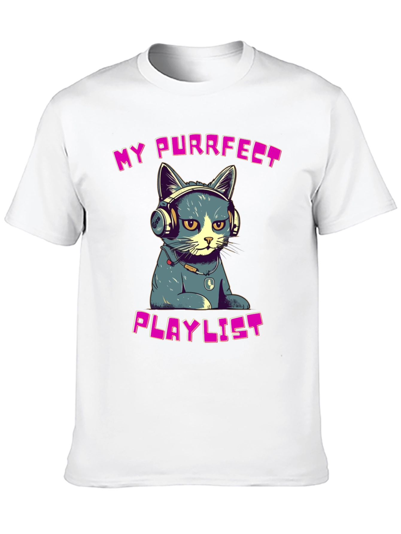 Purrfect Playlist T-Shirt - Cool Cat Design