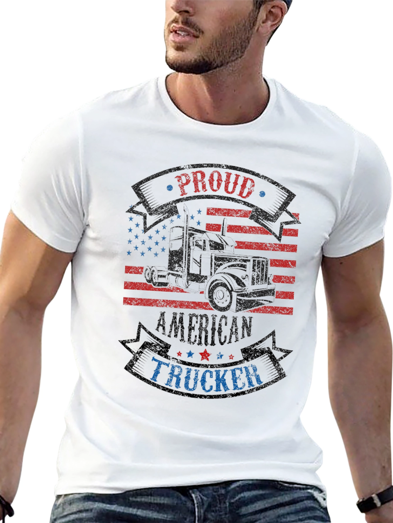 Proud American Trucker Graphic T-Shirt