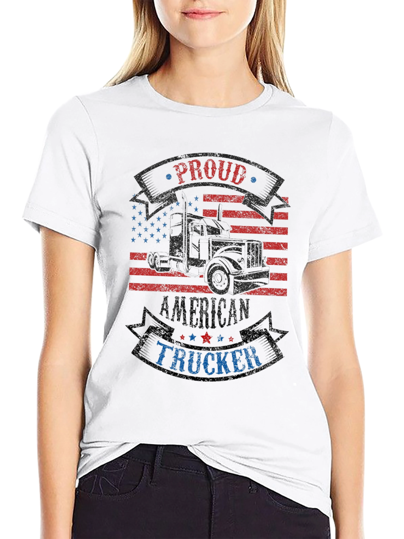 Proud American Trucker Graphic T-Shirt
