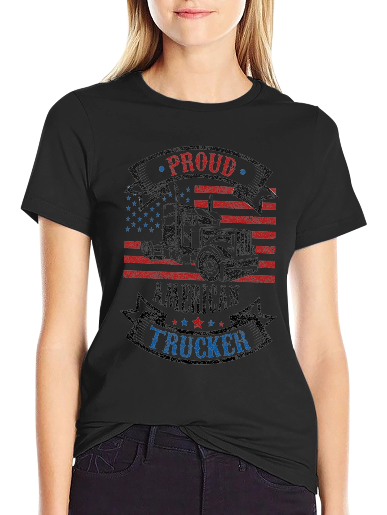 Proud American Trucker Graphic T-Shirt