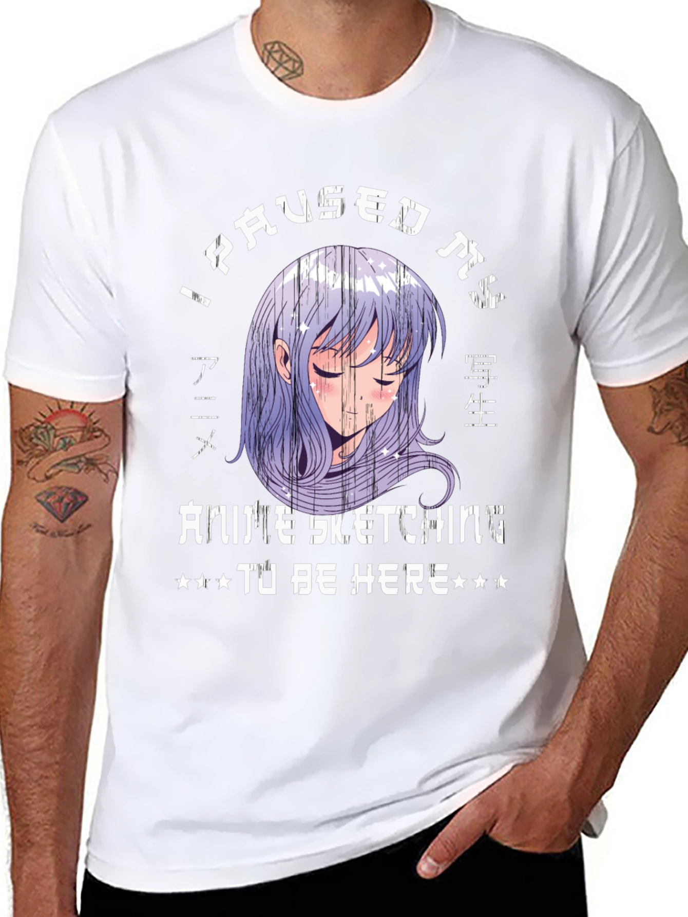 Anime Sketching Graphic Tee - Pause for Style