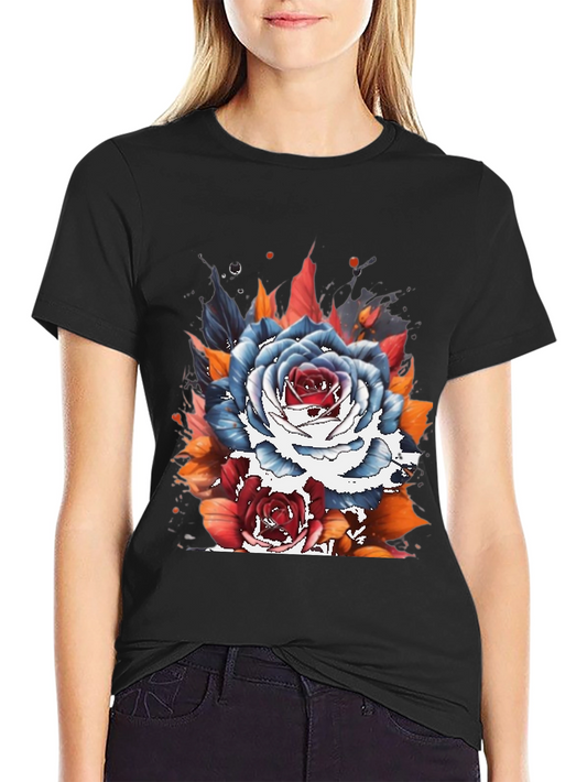 Floral Tattoo Style Graphic Tee - Unique Streetwear