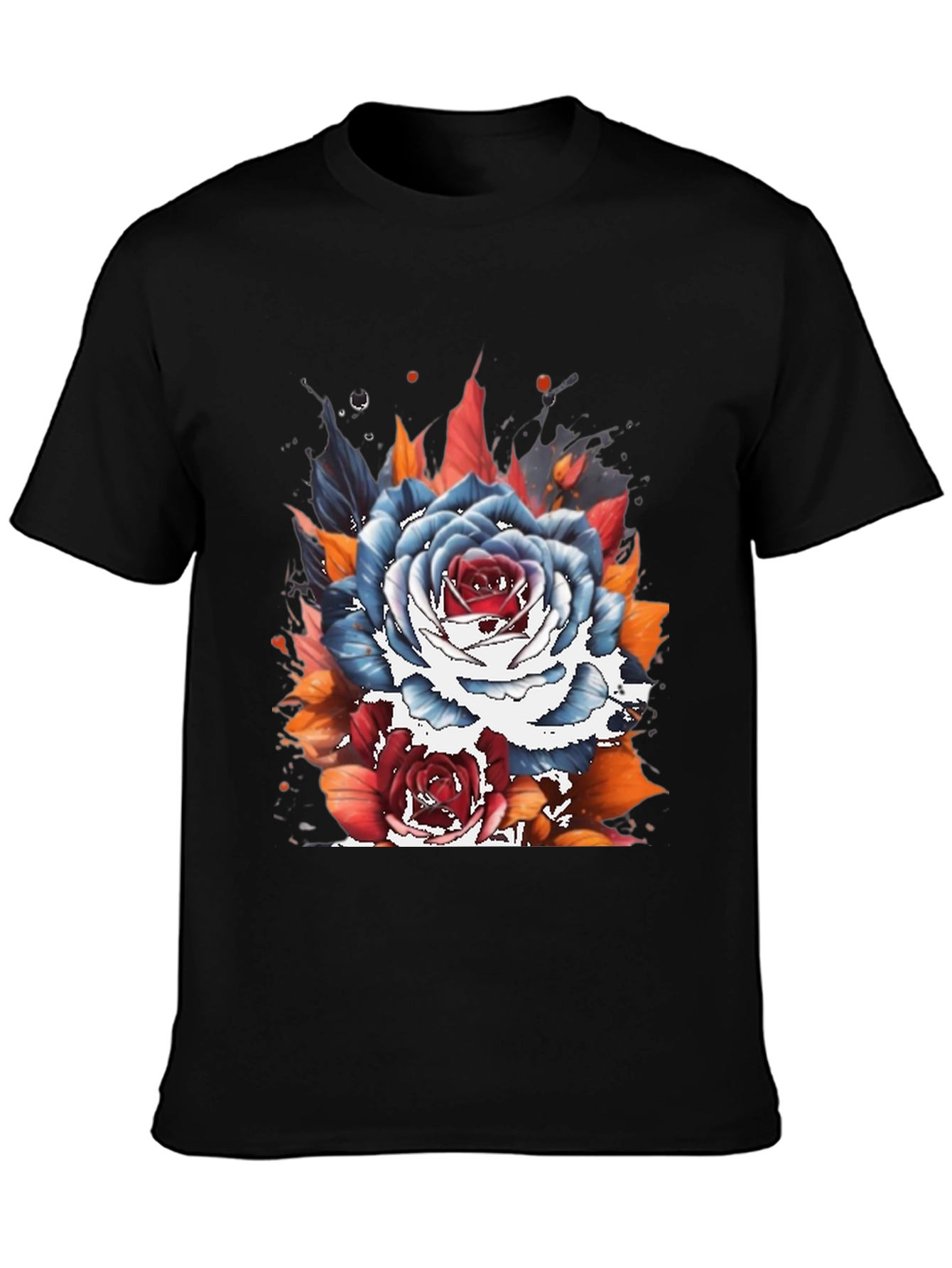 Floral Tattoo Style Graphic Tee - Unique Streetwear