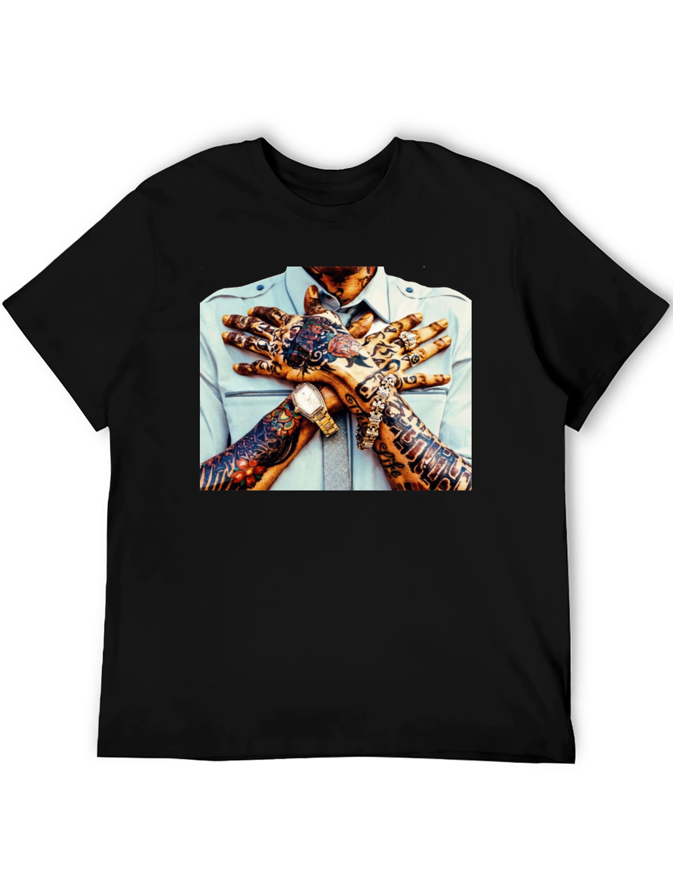Tattoo Hands Graphic Black T-Shirt