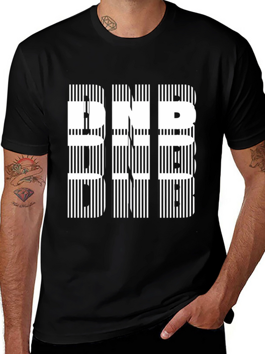 DNB Black Striped Graphic Tee - Drum and Bass Music T-Shirt