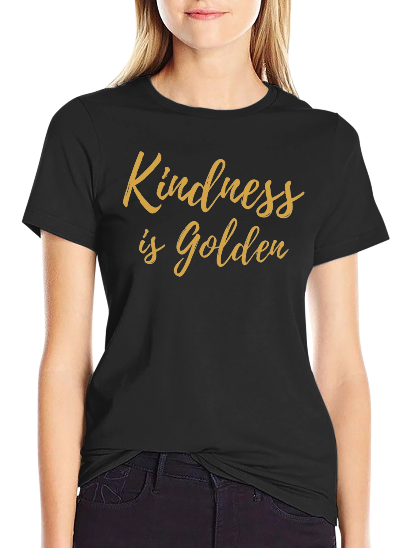Kindness is Golden Black Graphic T-Shirt