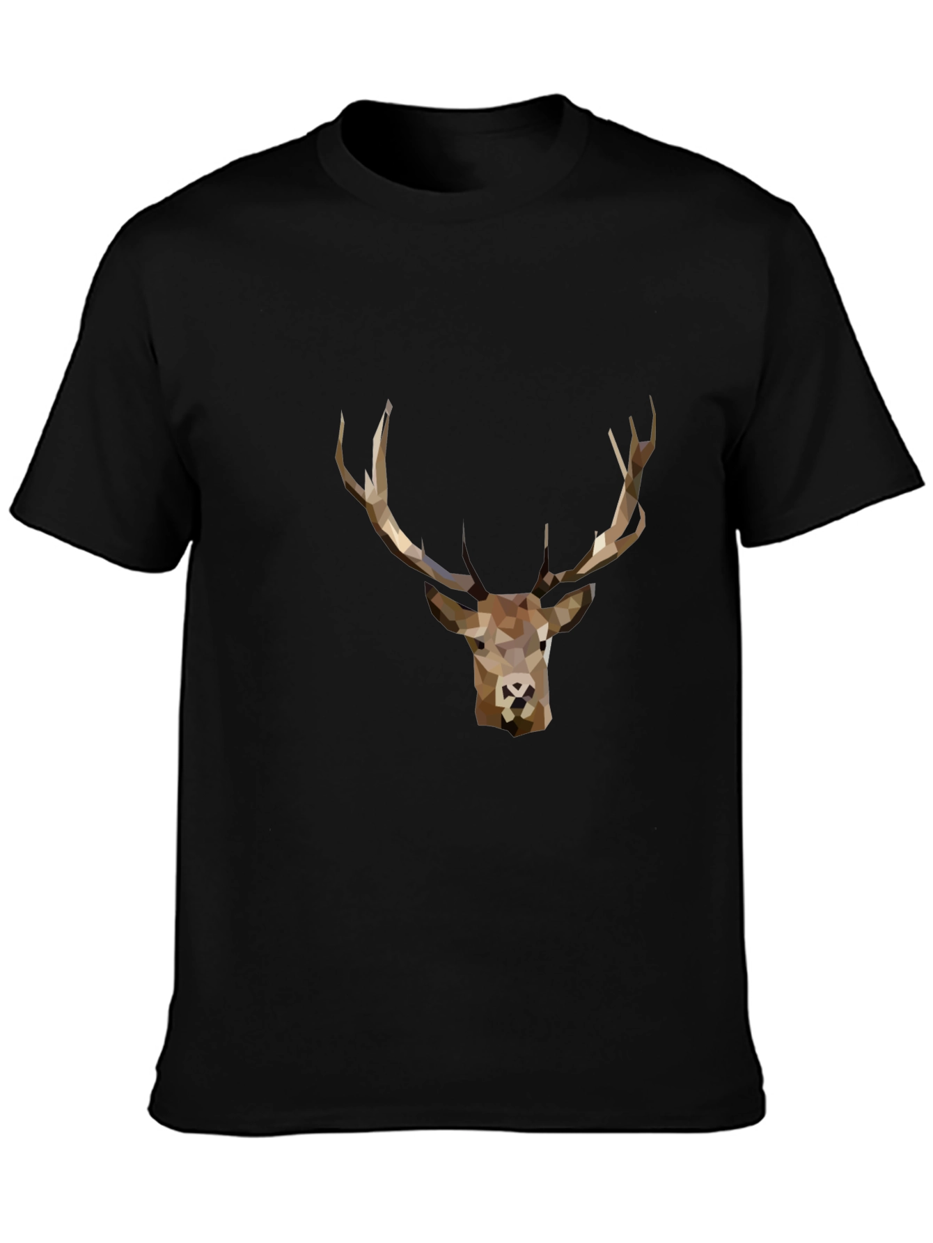 Geometric Deer Graphic Tee - Black