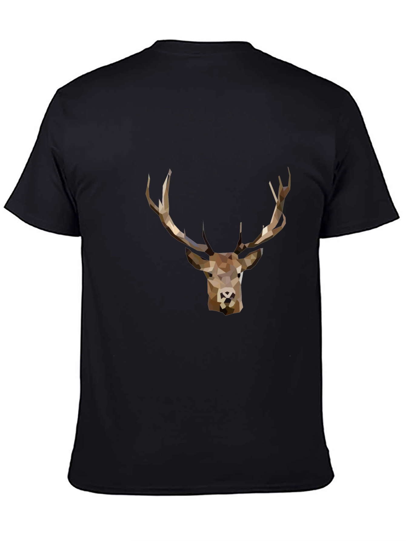 Geometric Deer Graphic Tee - Black