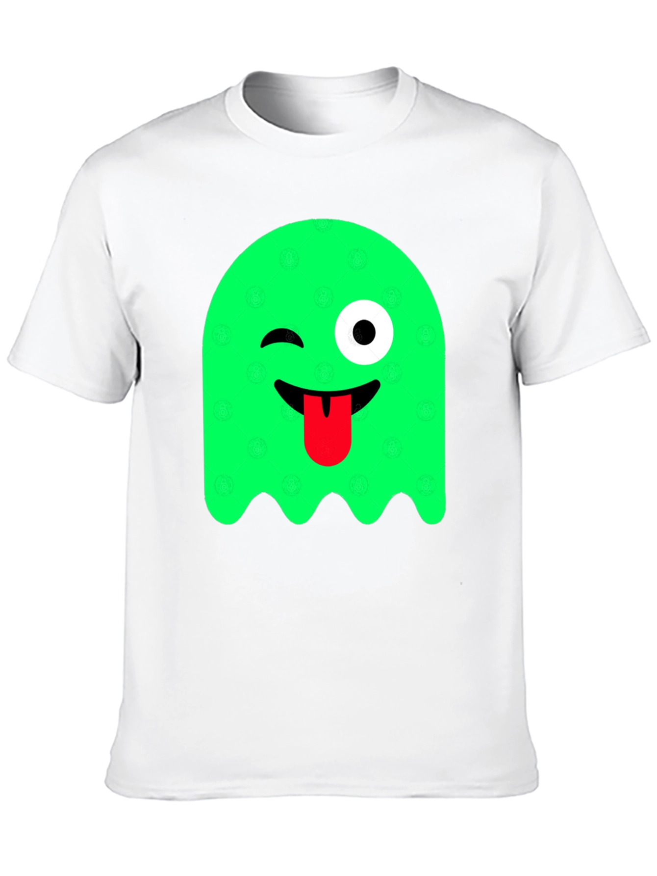 Funny Winking Ghost Graphic Tee - Black Cotton T-Shirt