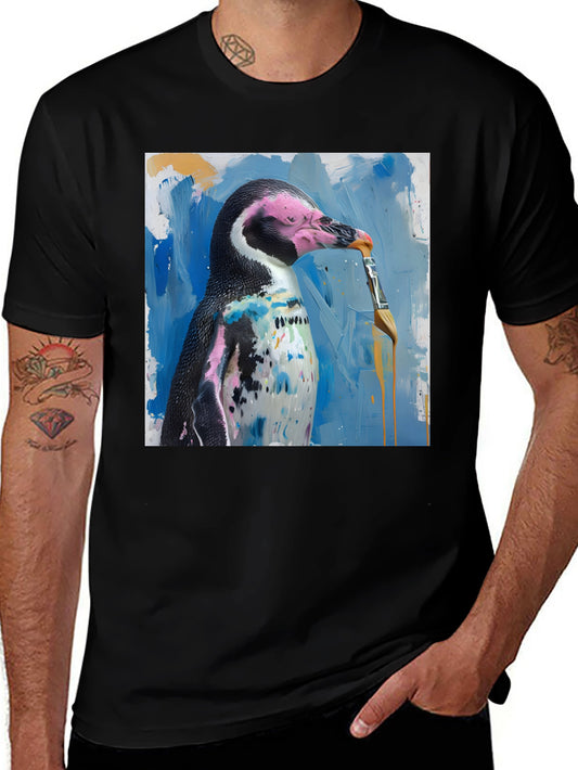 Penguin Painter Graphic Tee - Artsy Humor