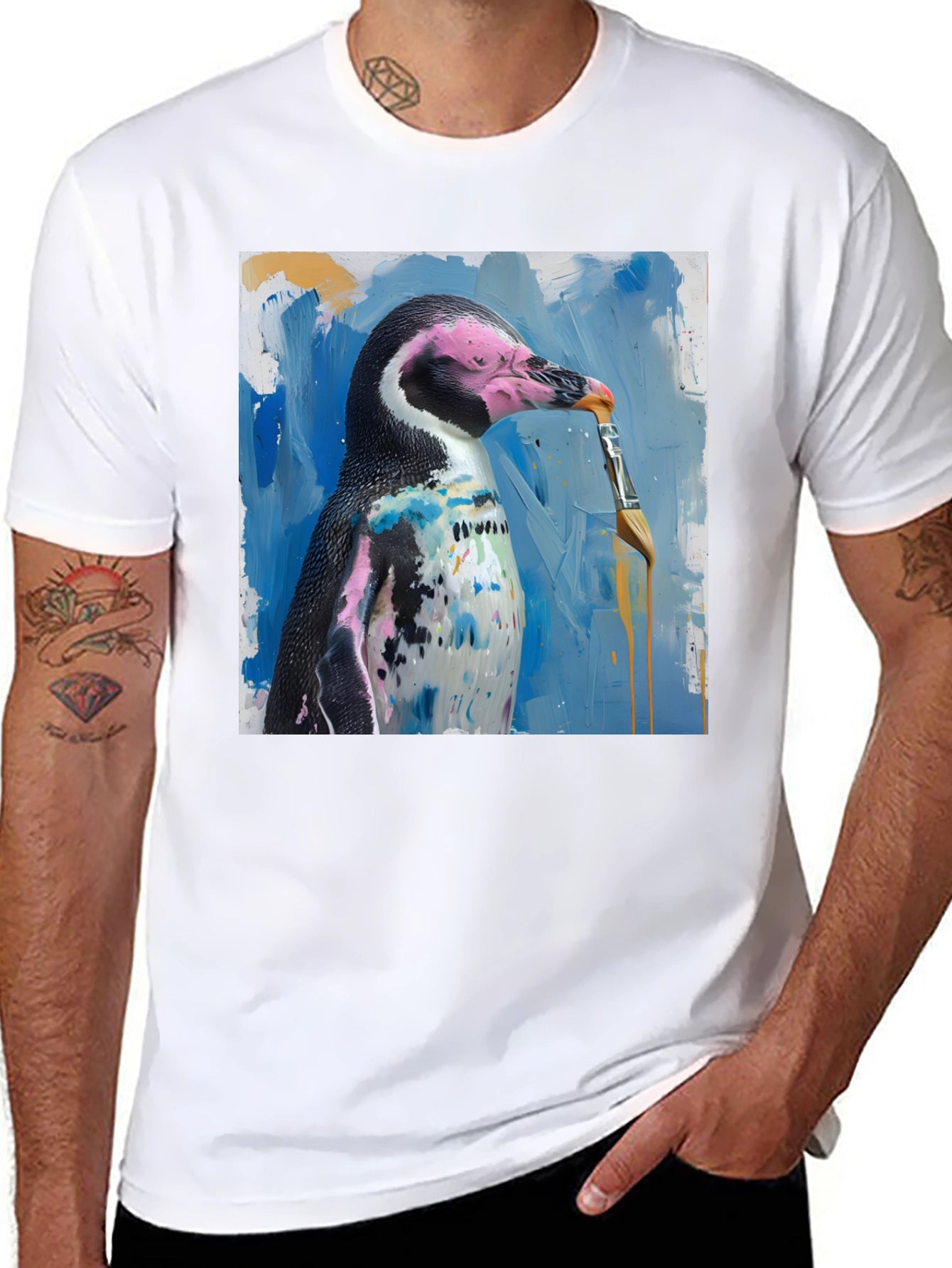 Penguin Painter Graphic Tee - Artsy Humor