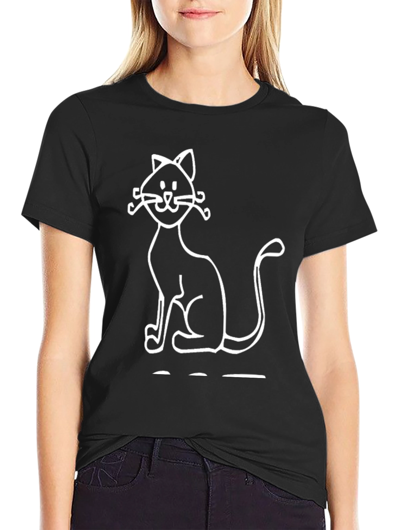 Cute Cat Graphic Tee - Mens Black T-Shirt