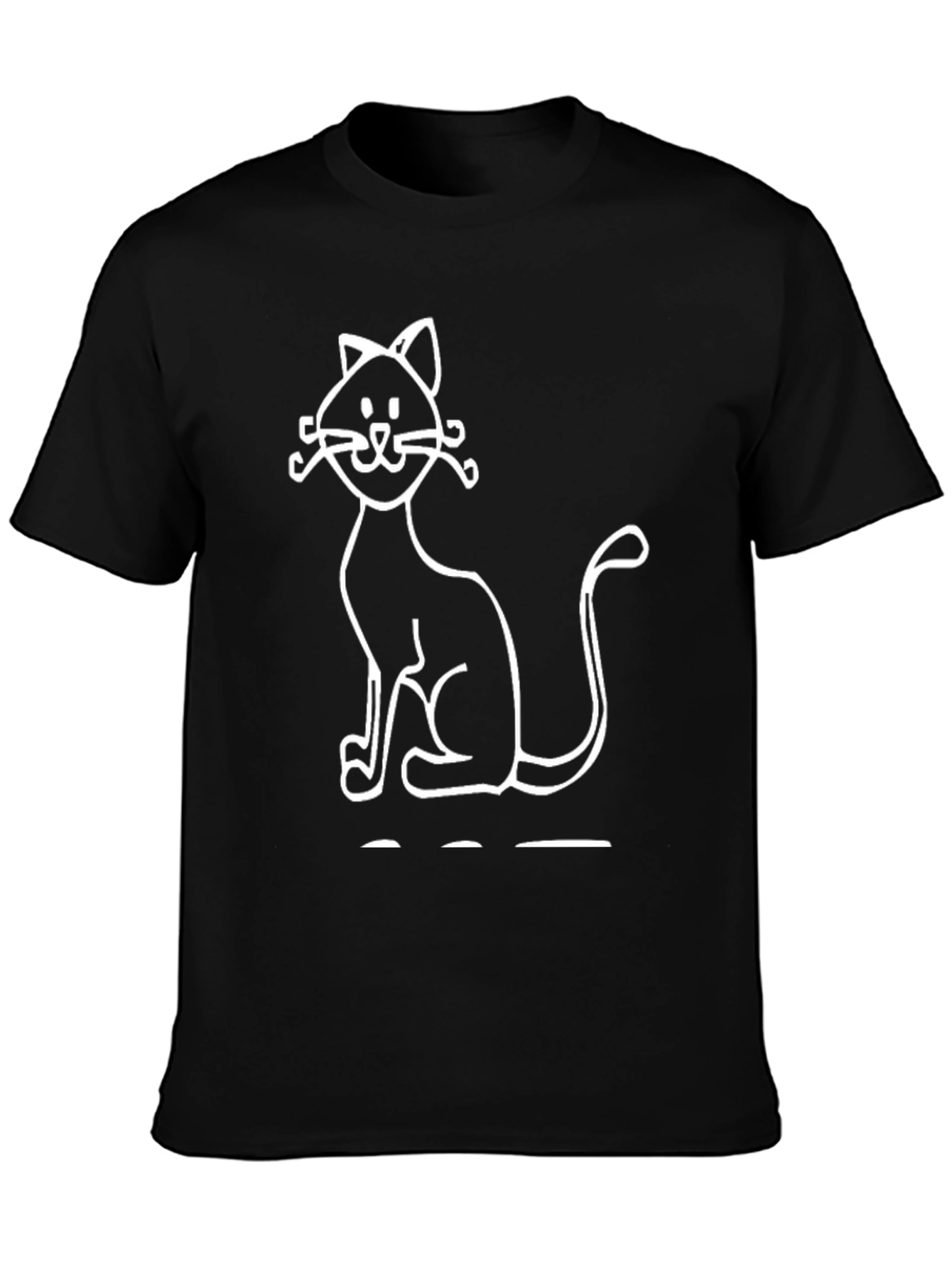 Cute Cat Graphic Tee - Mens Black T-Shirt