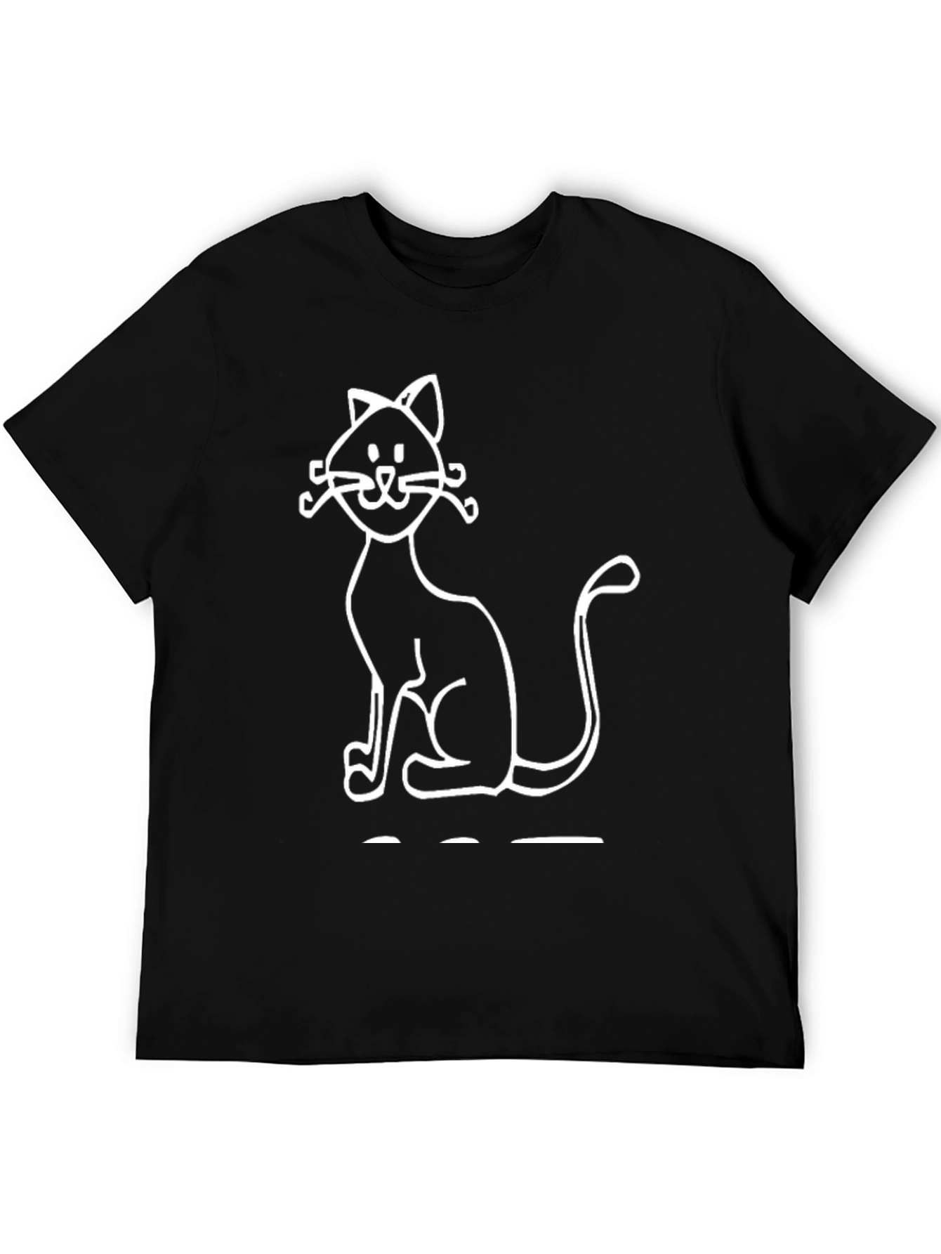 Cute Cat Graphic Tee - Mens Black T-Shirt