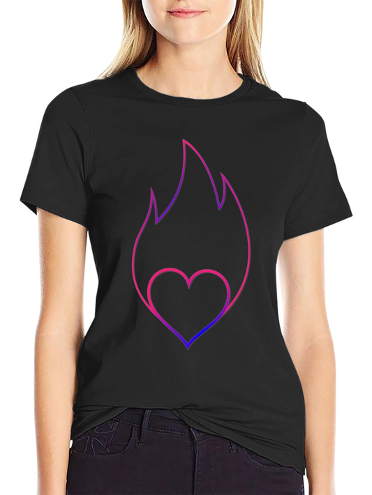 Heart Flame Graphic Tee - Black