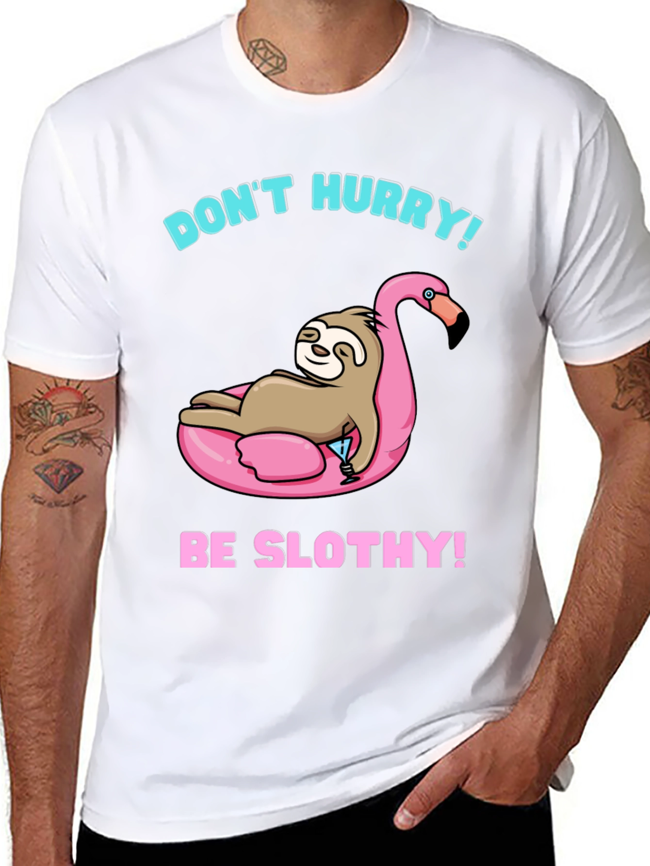 Dont Hurry Be Slothy! Black T-Shirt