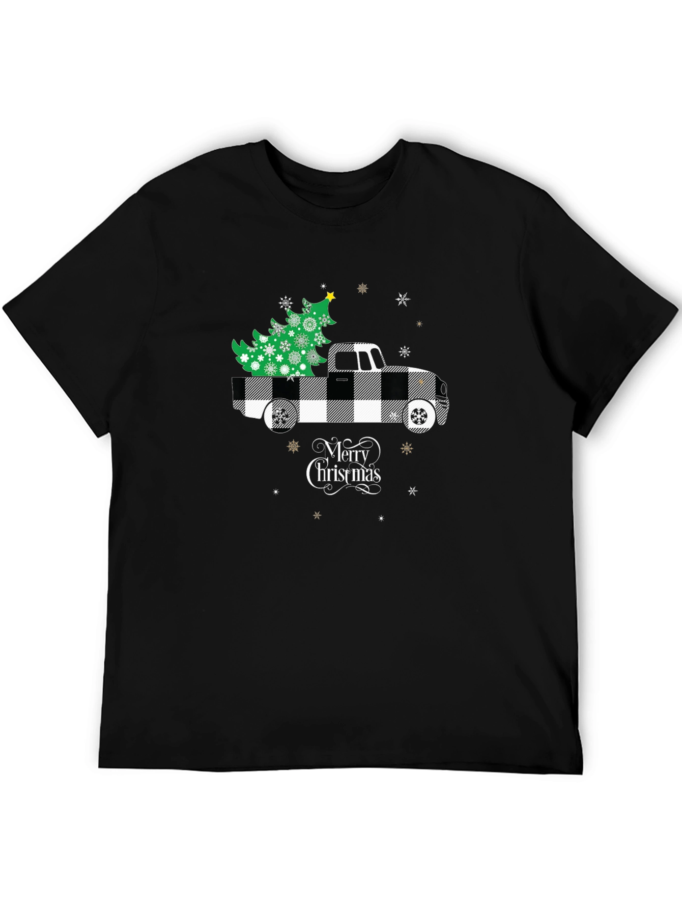 Merry Christmas Buffalo Plaid Truck T-Shirt