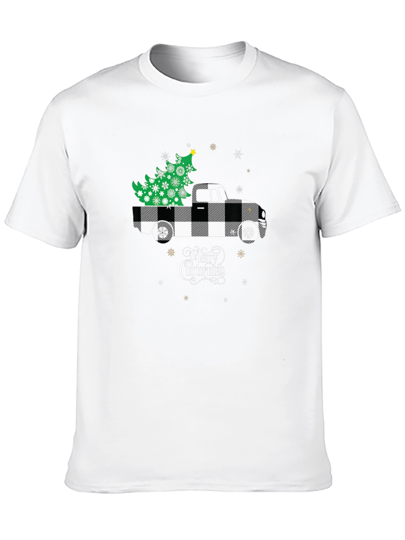Merry Christmas Buffalo Plaid Truck T-Shirt