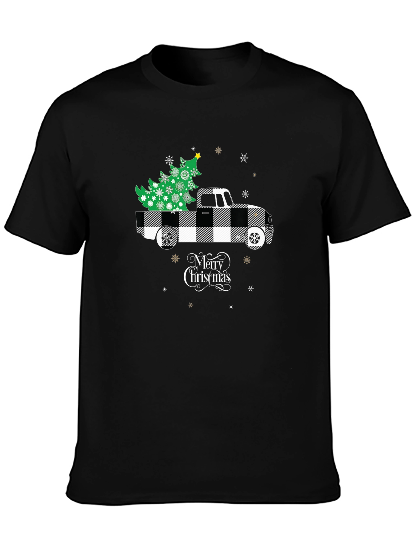 Merry Christmas Buffalo Plaid Truck T-Shirt