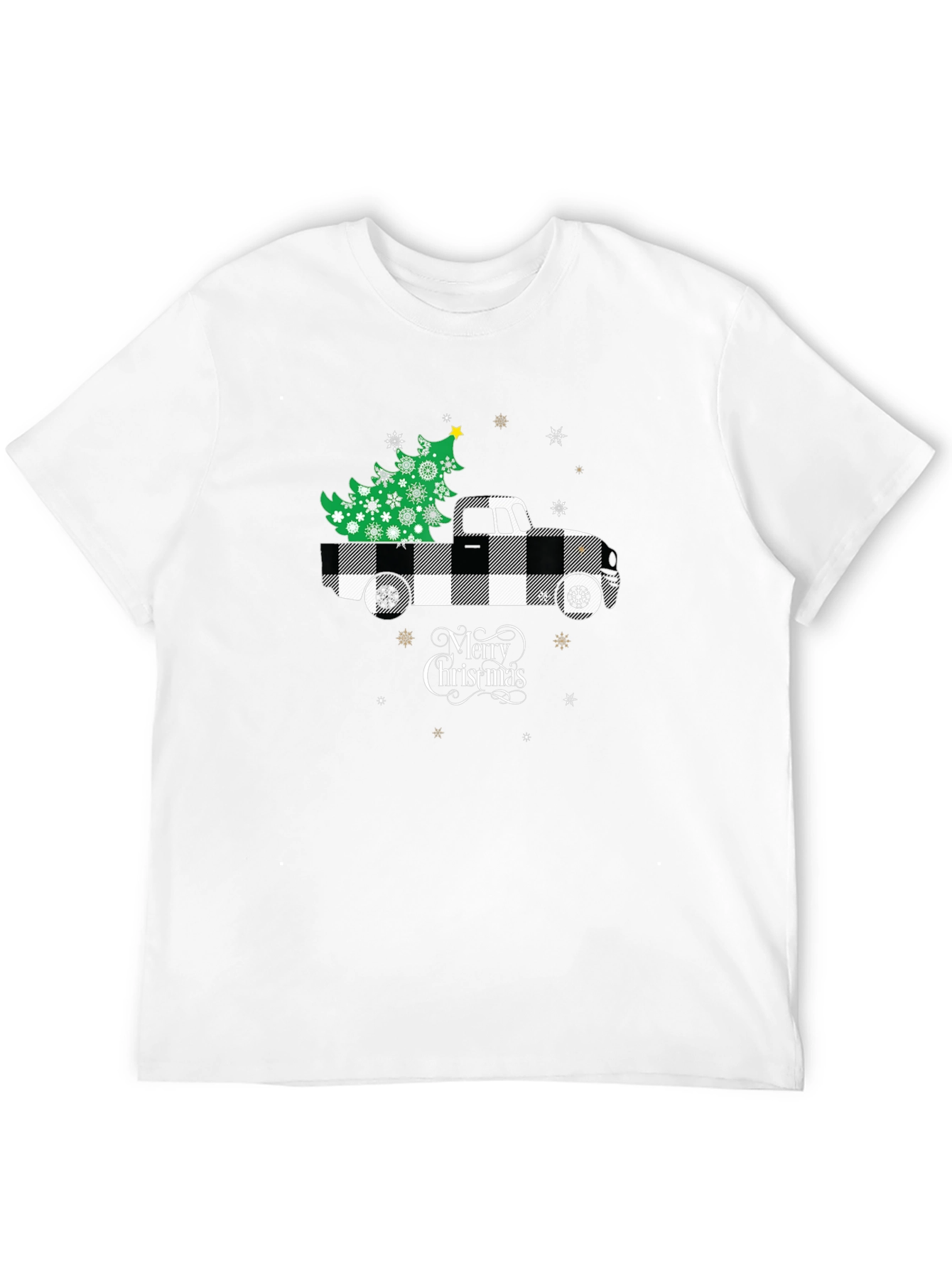 Merry Christmas Buffalo Plaid Truck T-Shirt