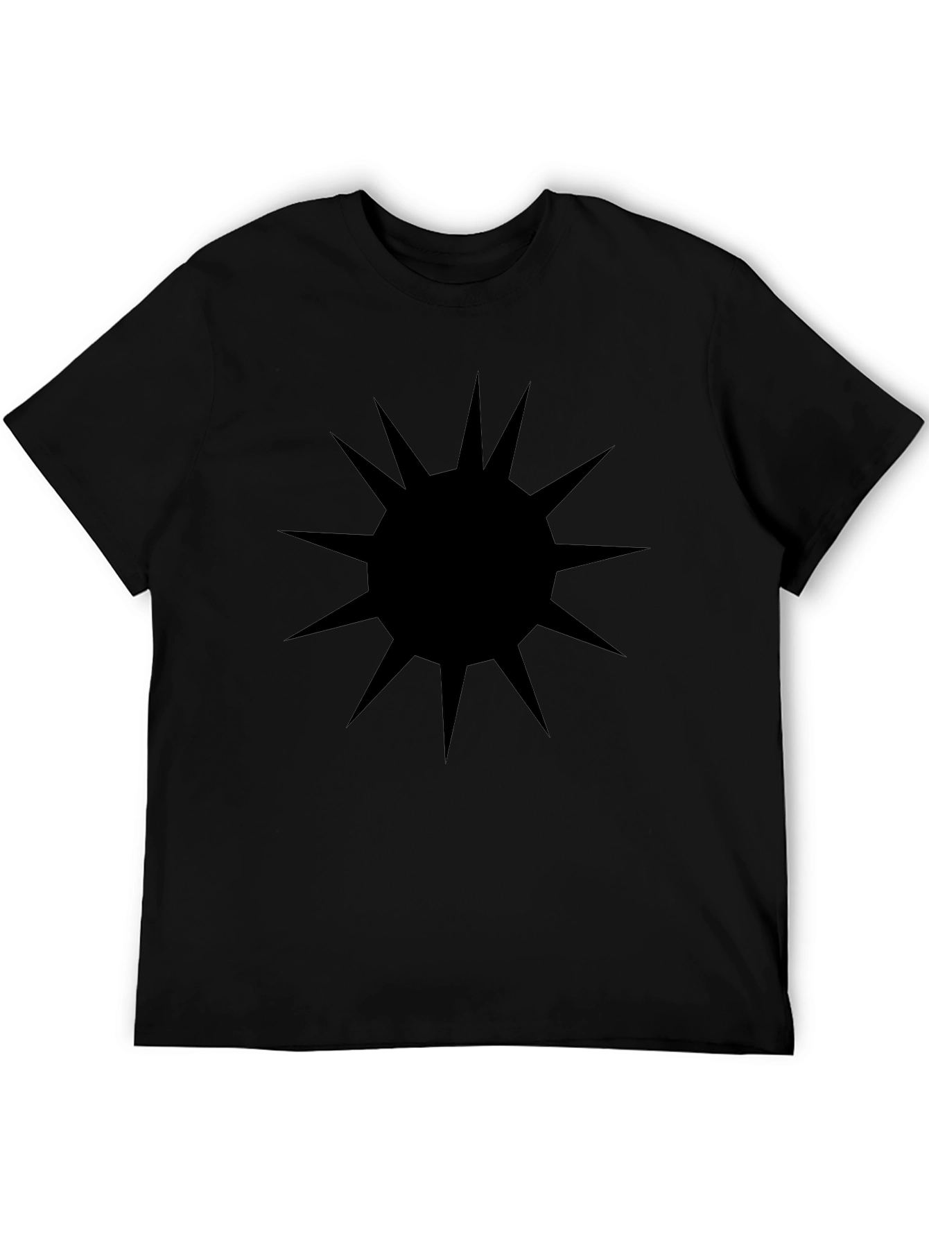 Mens Black T-Shirt with Spiked Sun Graphic