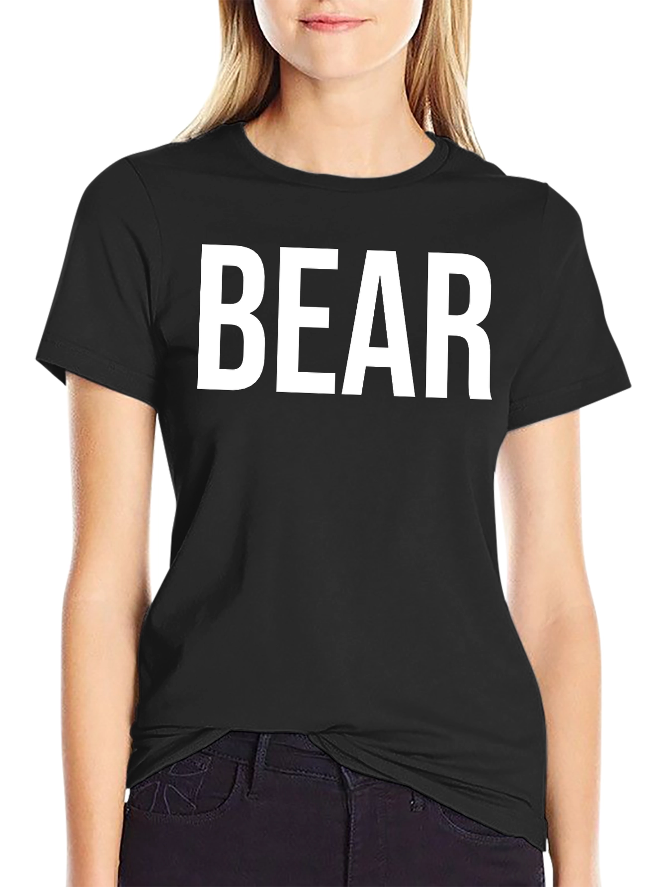 Mens BEAR Graphic Print Black T-Shirt