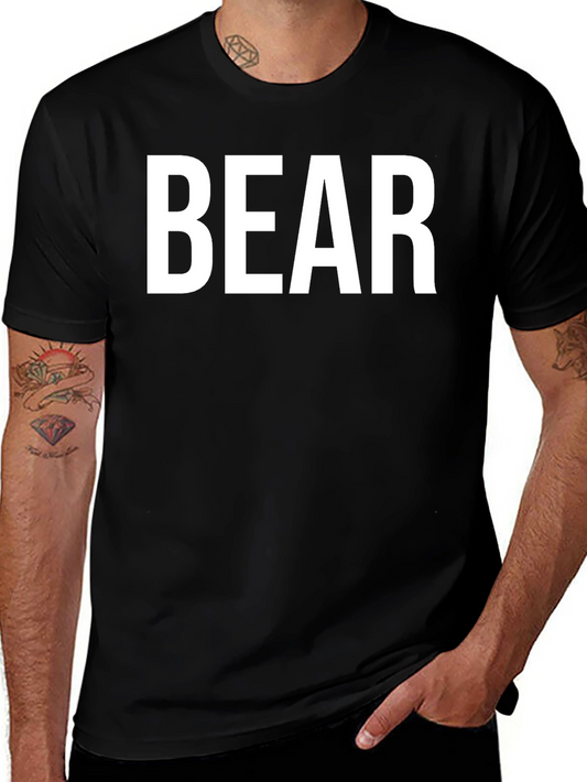 Mens BEAR Graphic Print Black T-Shirt