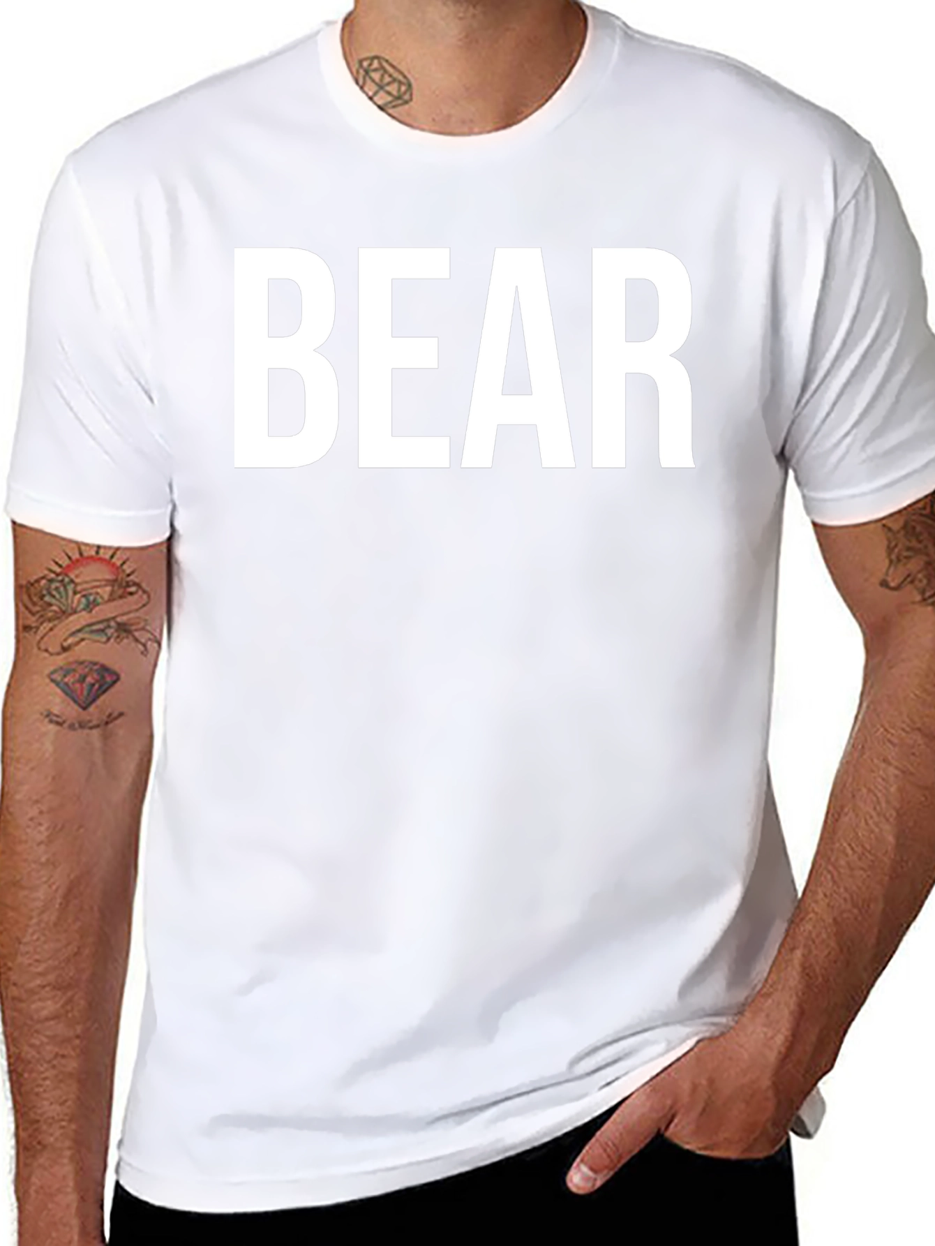 Mens BEAR Graphic Print Black T-Shirt