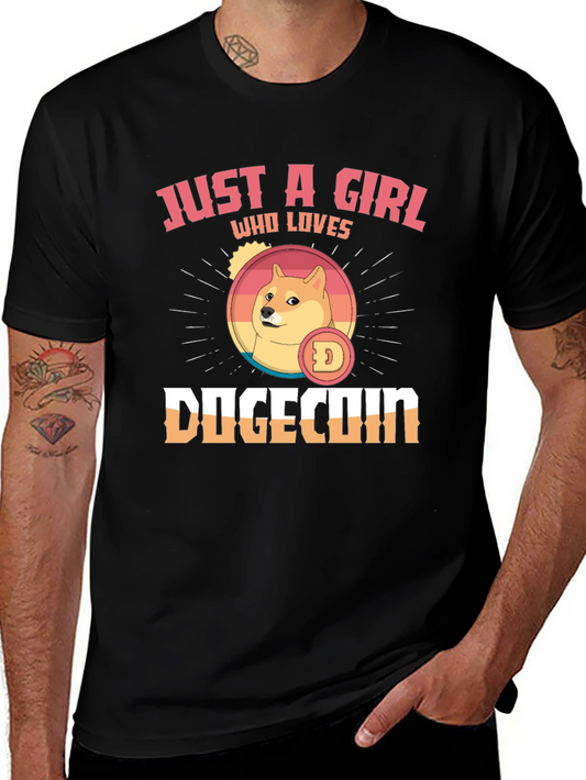 Just A Girl Who Loves Dogecoin Black T-Shirt