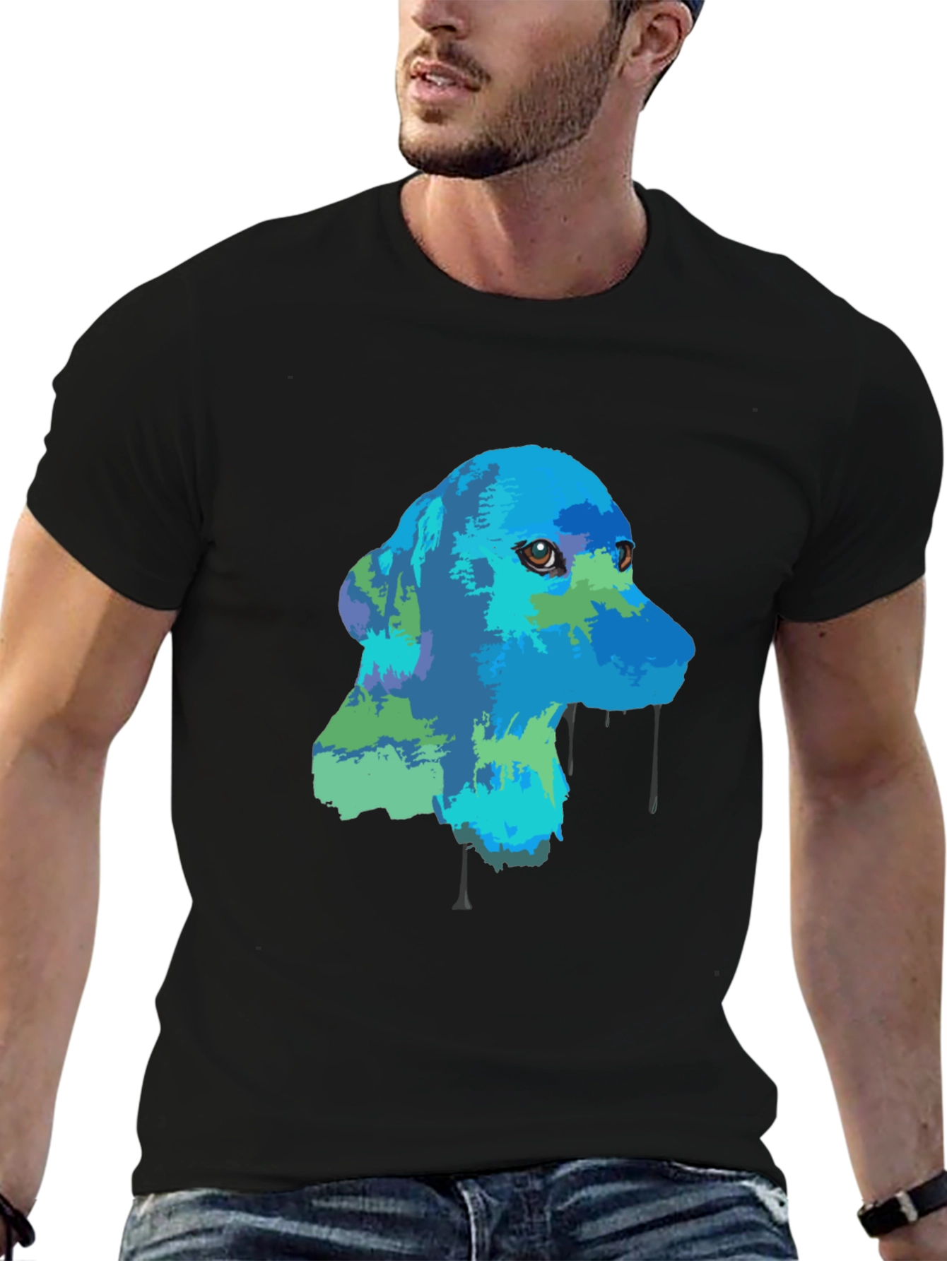 Dog Graphic T-Shirt - Artistic Design Mens Casual Wear