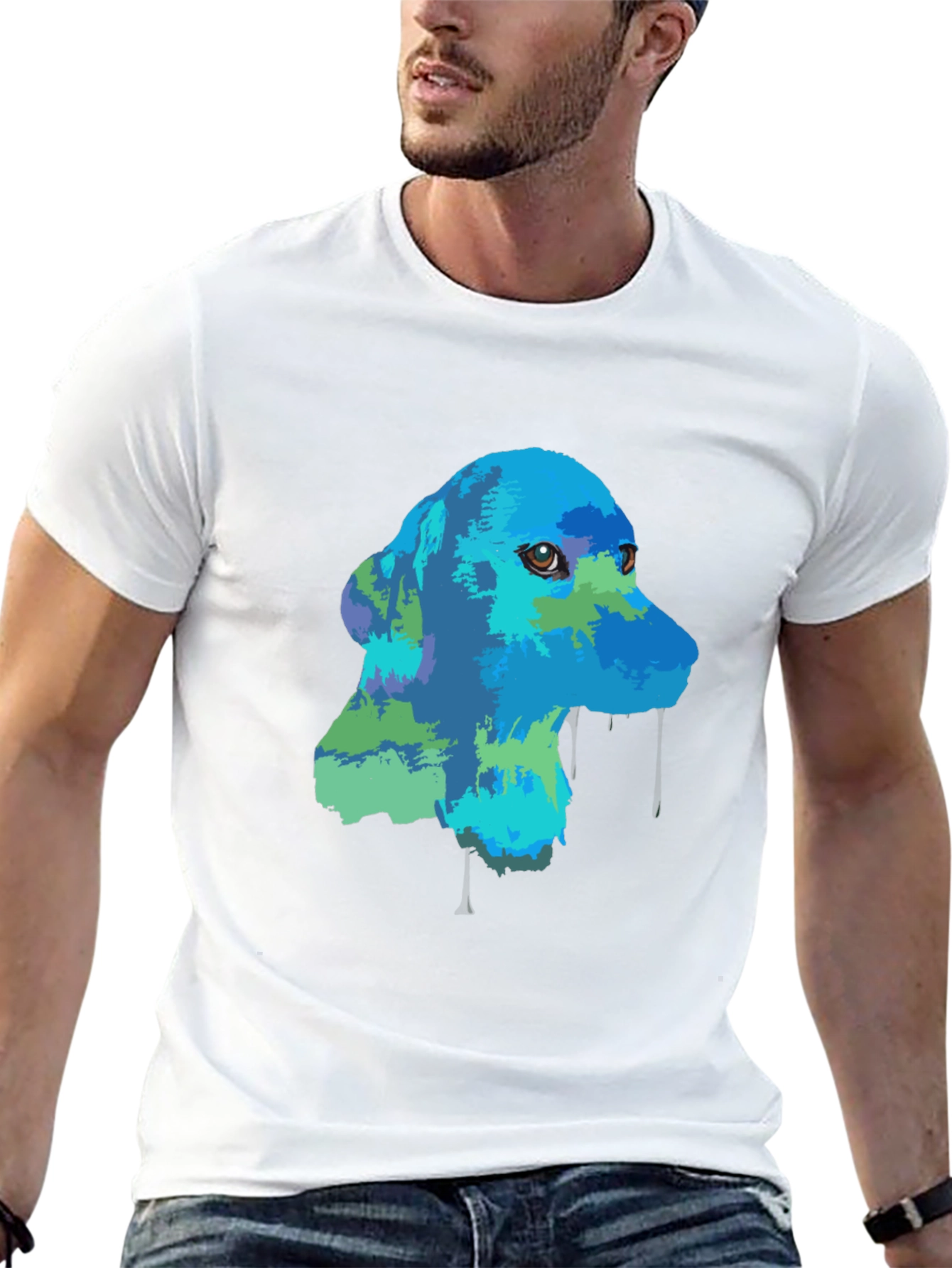 Dog Graphic T-Shirt - Artistic Design Mens Casual Wear