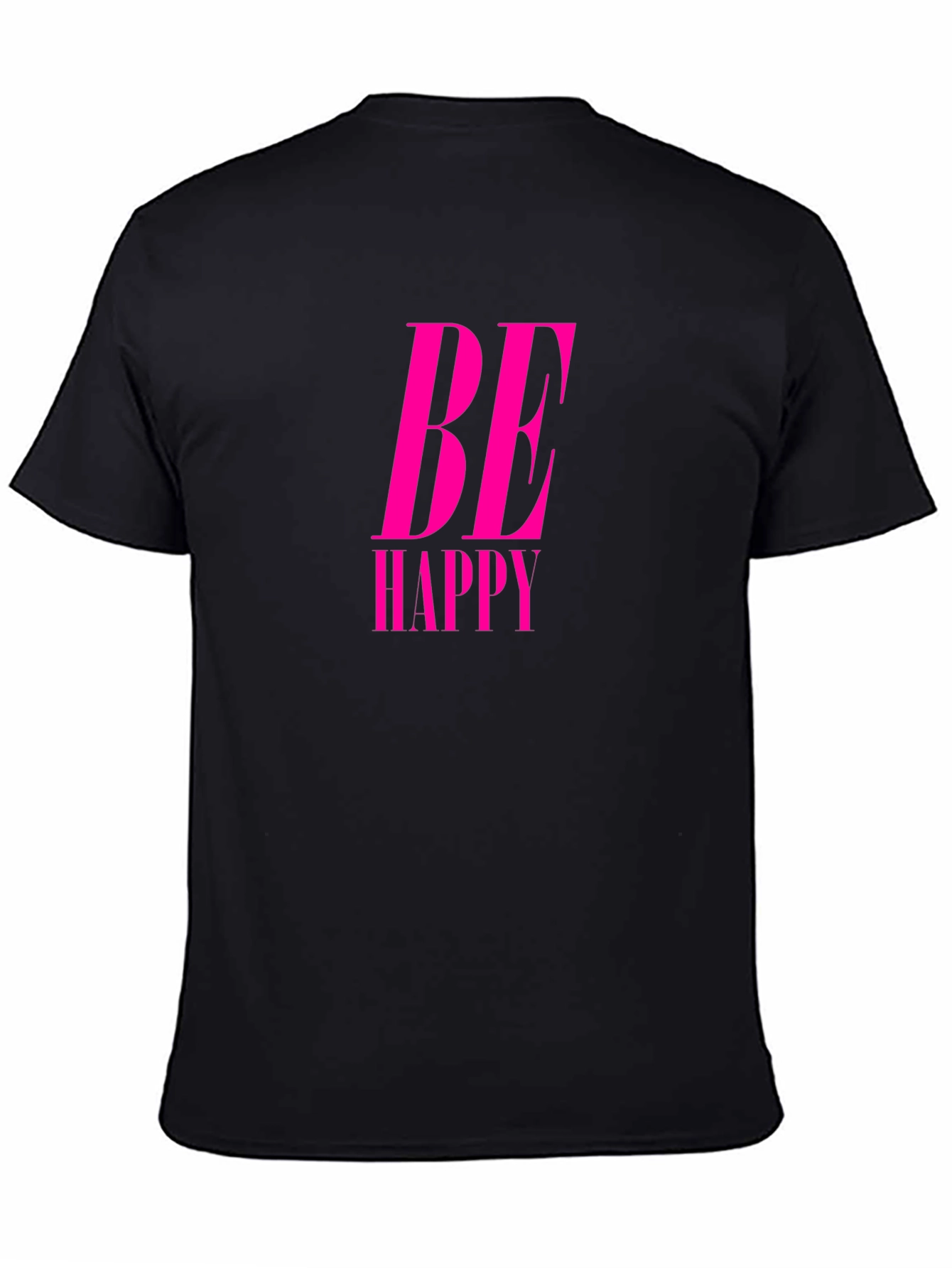 Be Happy Pink Graphic Black Tee