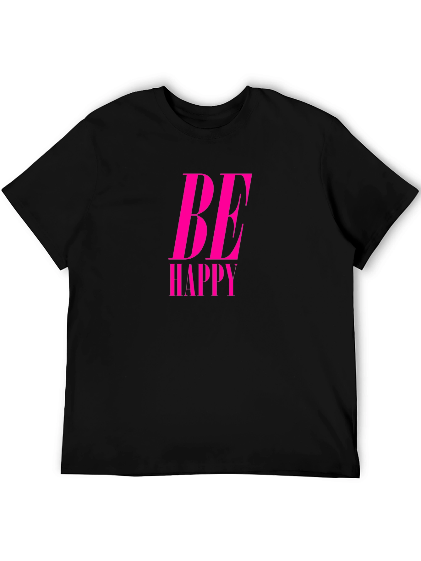 Be Happy Pink Graphic Black Tee