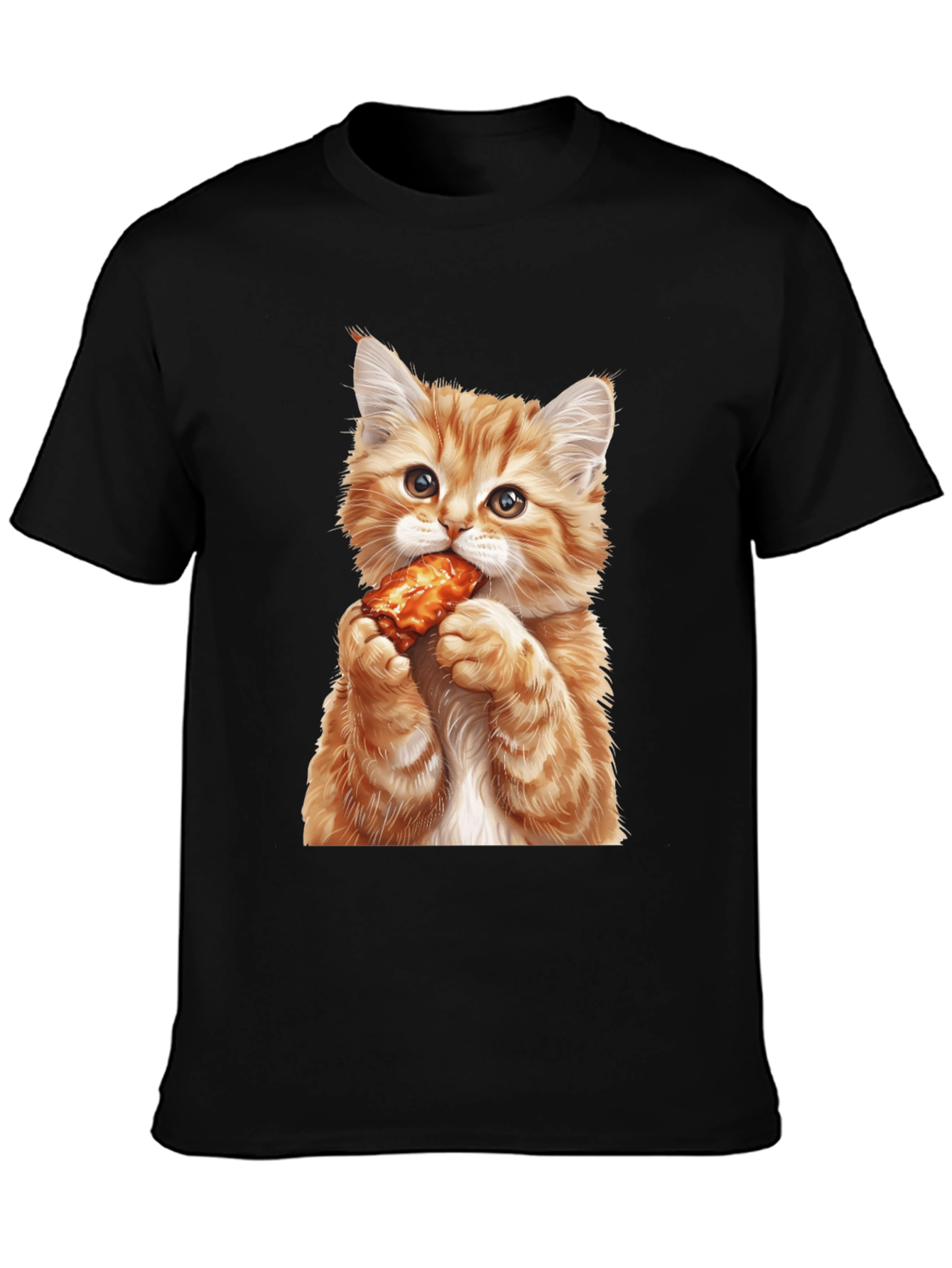 Cat Eating Chicken Wing T-Shirt