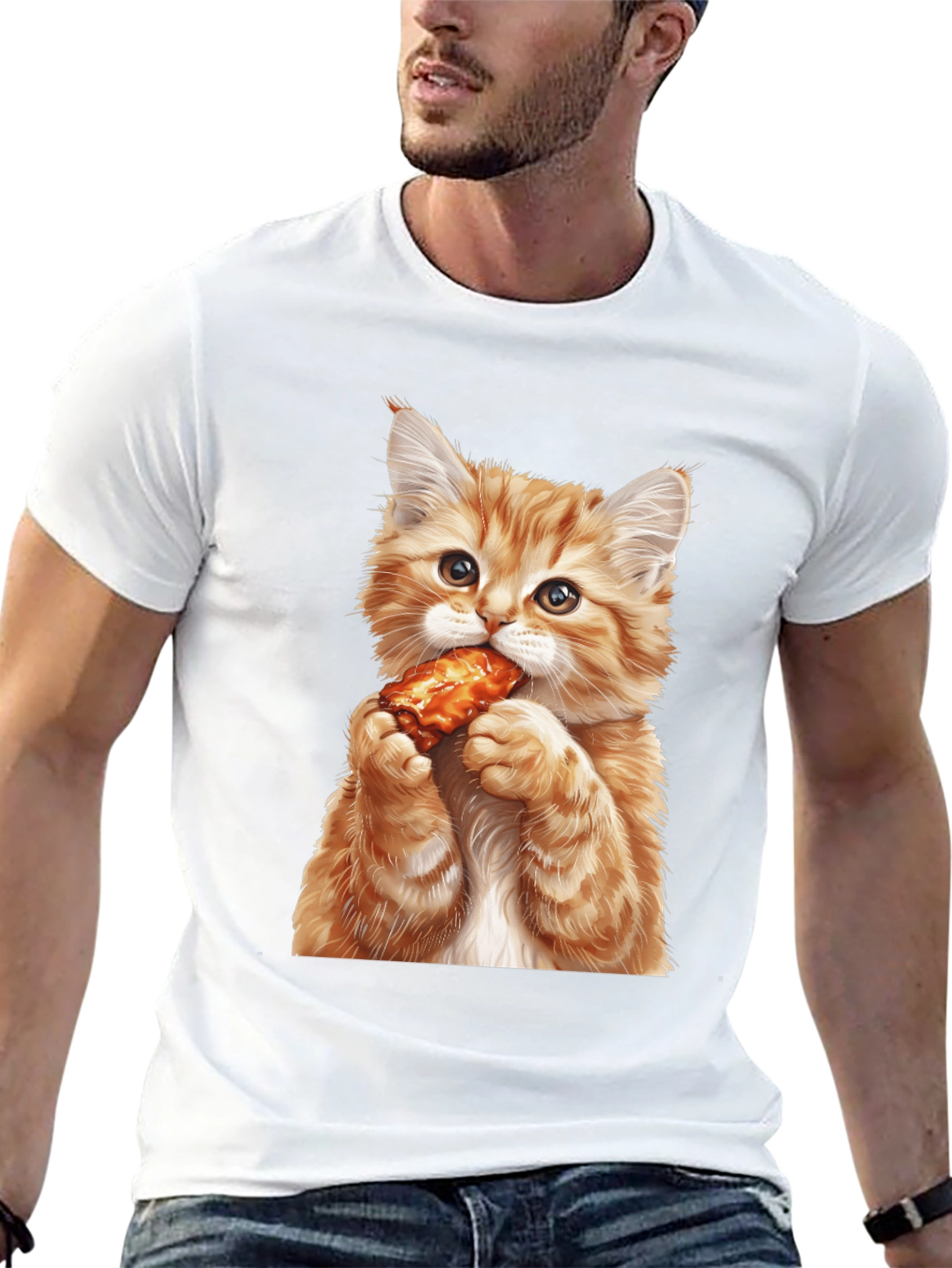 Cat Eating Chicken Wing T-Shirt