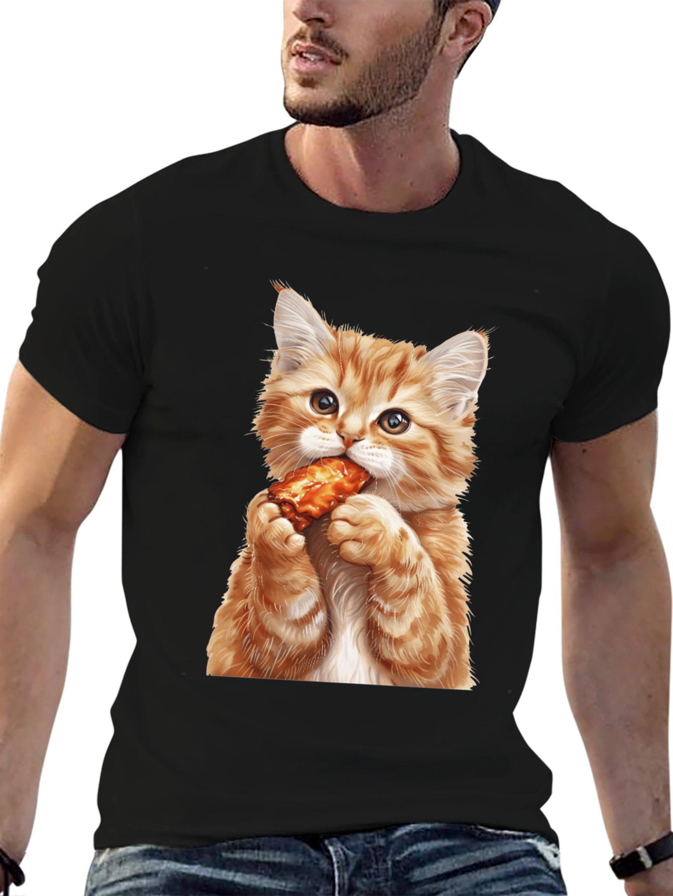 Cat Eating Chicken Wing T-Shirt