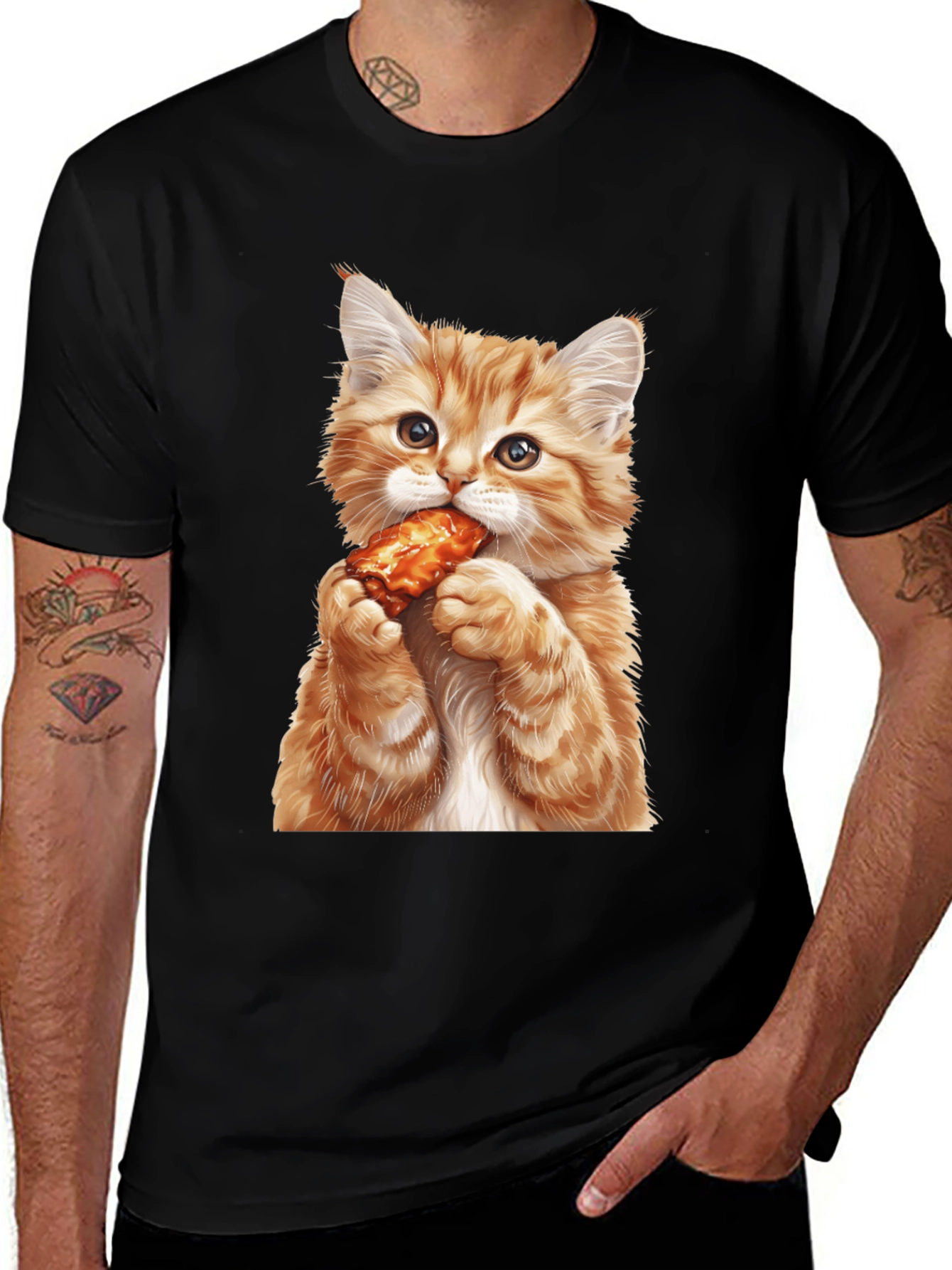 Cat Eating Chicken Wing T-Shirt